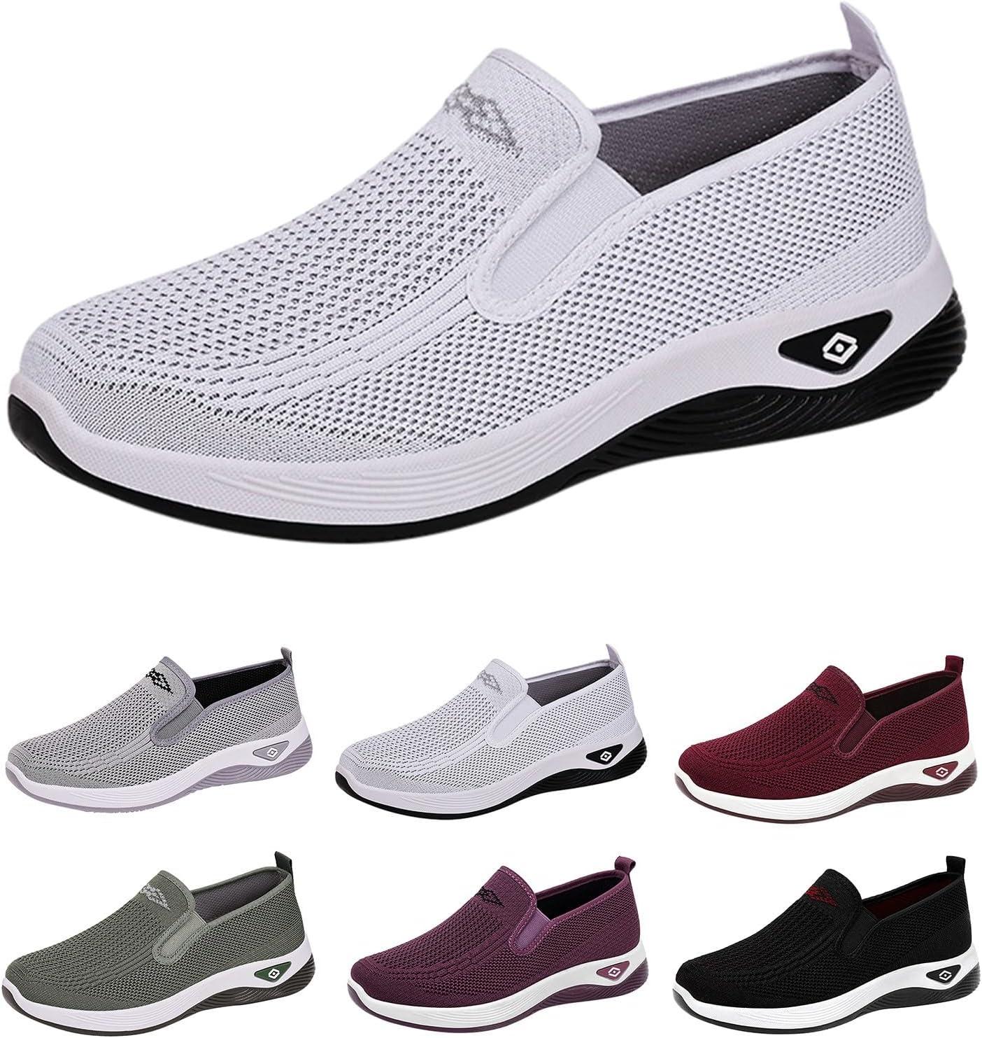 image:imageChaussures dcontractes pour Femmes Printemps t et Automne en Respirante Simples lgres et Confortables Semelle Souple Enfiler pour mres Noires FemmesBlanc