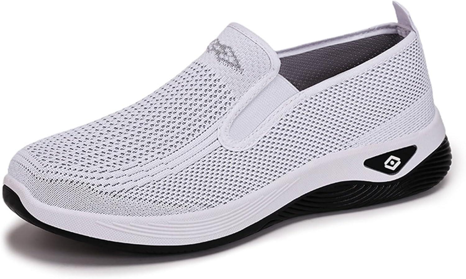 image:imageChaussures dcontractes pour Femmes Printemps t et Automne en Respirante Simples lgres et Confortables Semelle Souple Enfiler pour mres Noires FemmesBlanc