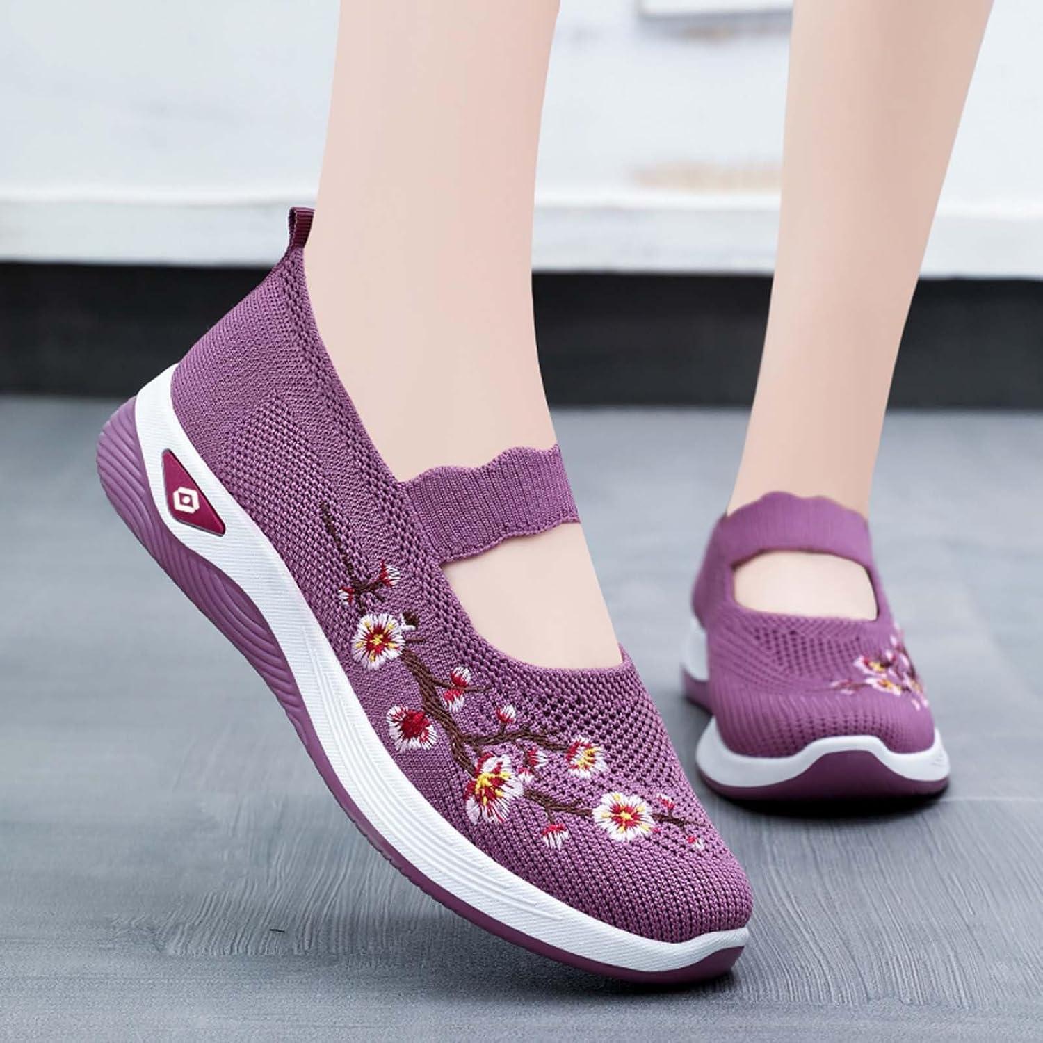 image:imageChaussures sans Lacets Femme Orthopdique Pas Cher Baskets sans Laage Chaussures De Marche Plateforme Orthopdique Lgres Et Confortables Amortissement Accru Et Soulagement des Pieds 202504 Violet