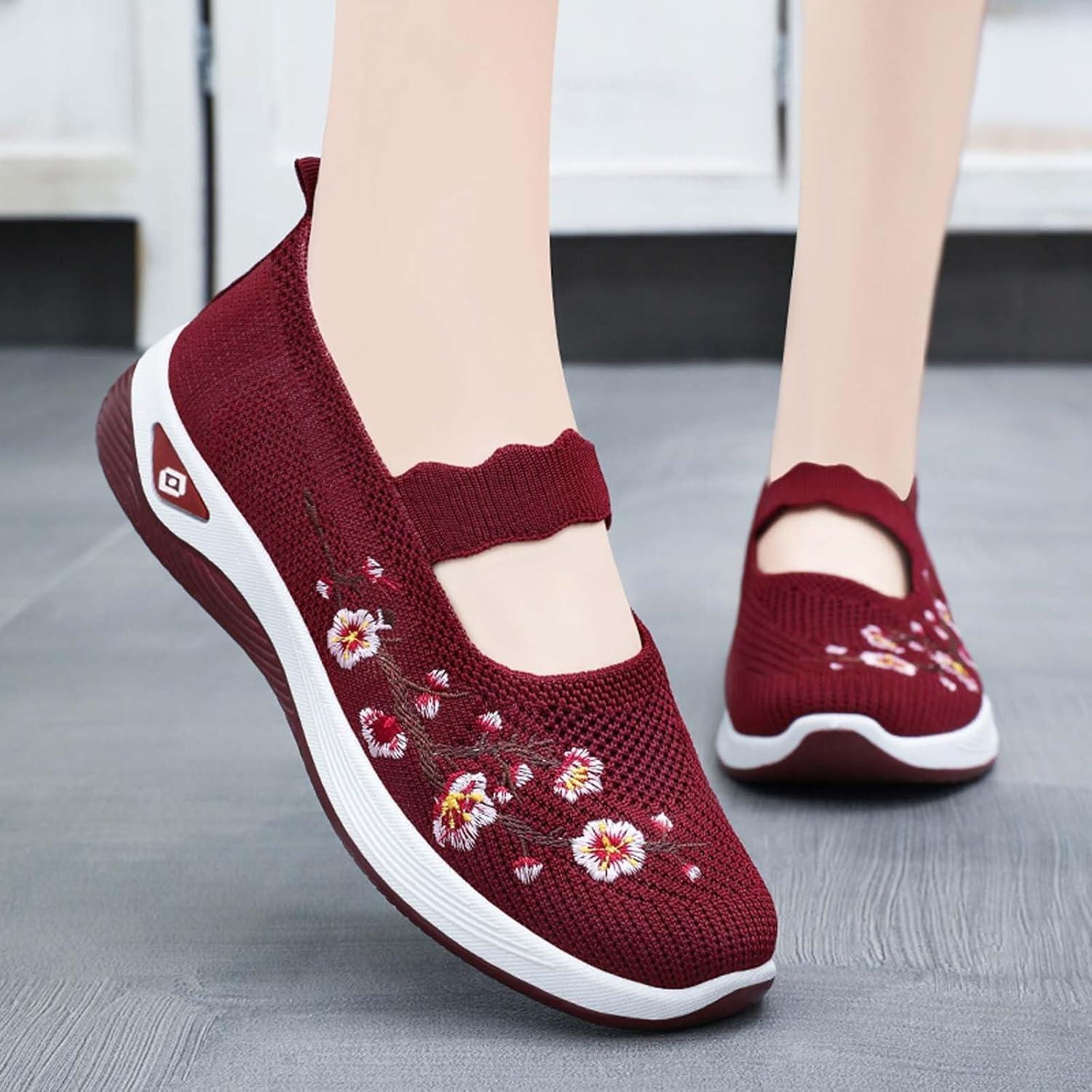 image:imageChaussures sans Lacets Femme Orthopdique Pas Cher Baskets sans Laage Chaussures De Marche Plateforme Orthopdique Lgres Et Confortables Amortissement Accru Et Soulagement des Pieds 202504 Rouge