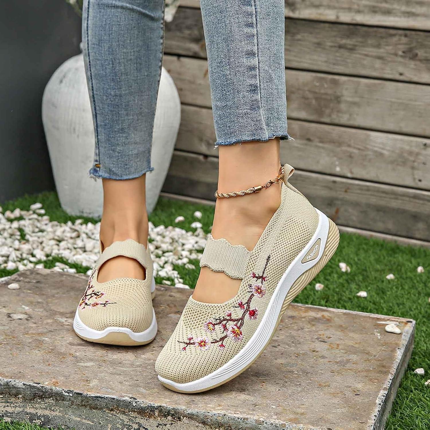 image:imageChaussures sans Lacets Femme Orthopdique Pas Cher Baskets sans Laage Chaussures De Marche Plateforme Orthopdique Lgres Et Confortables Amortissement Accru Et Soulagement des Pieds 202501 Beige