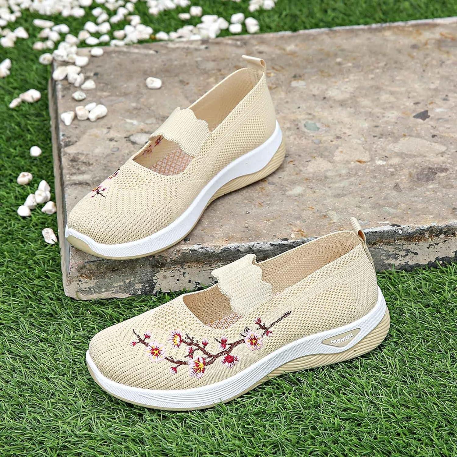 image:imageChaussures sans Lacets Femme Orthopdique Pas Cher Baskets sans Laage Chaussures De Marche Plateforme Orthopdique Lgres Et Confortables Amortissement Accru Et Soulagement des Pieds 202501 Beige