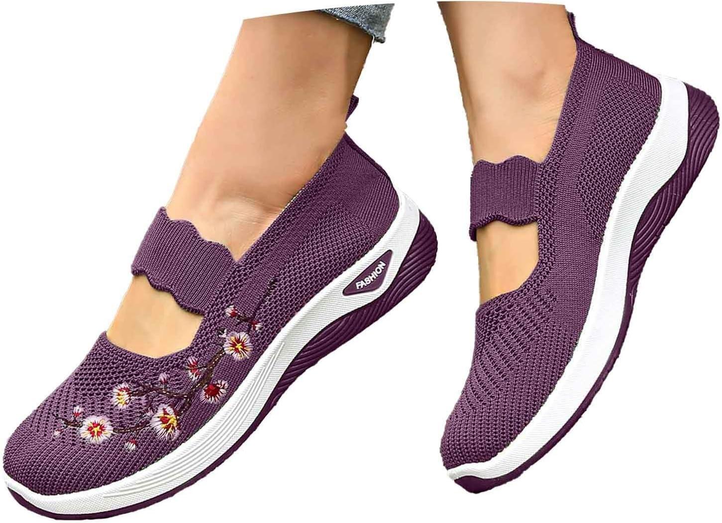 image:imageChaussures sans Lacets Femme Orthopdique Pas Cher Baskets sans Laage Chaussures De Marche Plateforme Orthopdique Lgres Et Confortables Amortissement Accru Et Soulagement des Pieds 202501 Violet