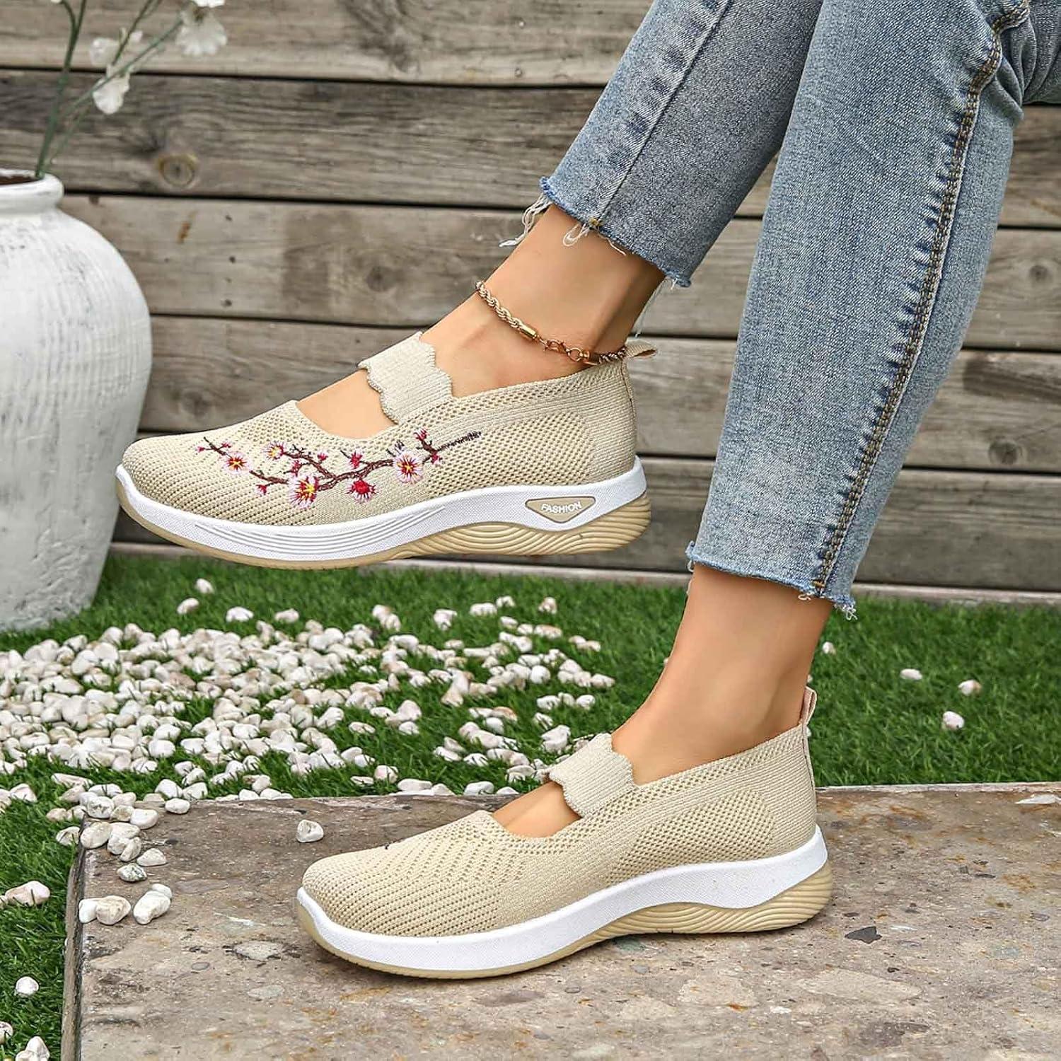 image:imageChaussures sans Lacets Femme Orthopdique Pas Cher Baskets sans Laage Chaussures De Marche Plateforme Orthopdique Lgres Et Confortables Amortissement Accru Et Soulagement des Pieds 202501 Beige