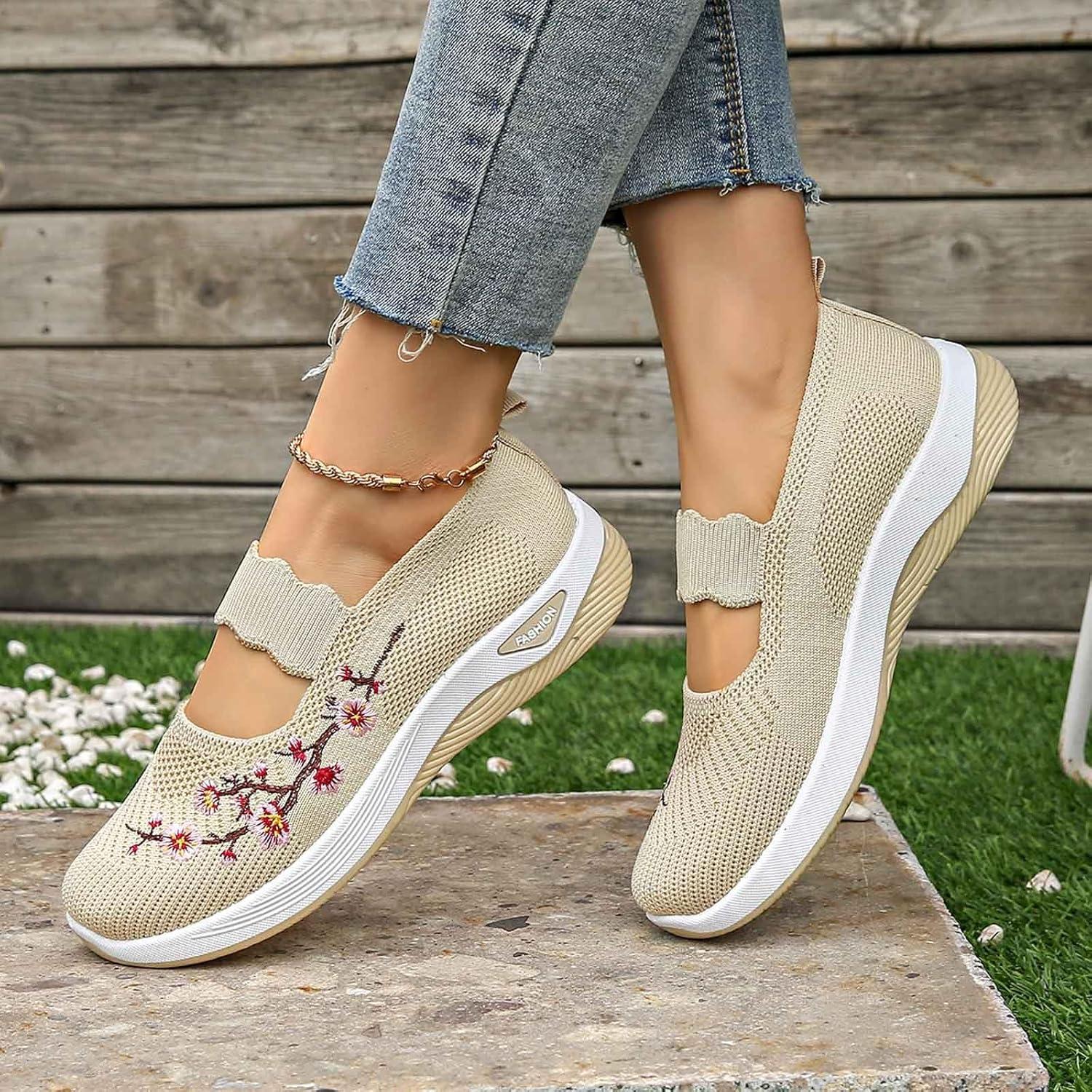image:imageChaussures sans Lacets Femme Orthopdique Pas Cher Baskets sans Laage Chaussures De Marche Plateforme Orthopdique Lgres Et Confortables Amortissement Accru Et Soulagement des Pieds 202501 Beige