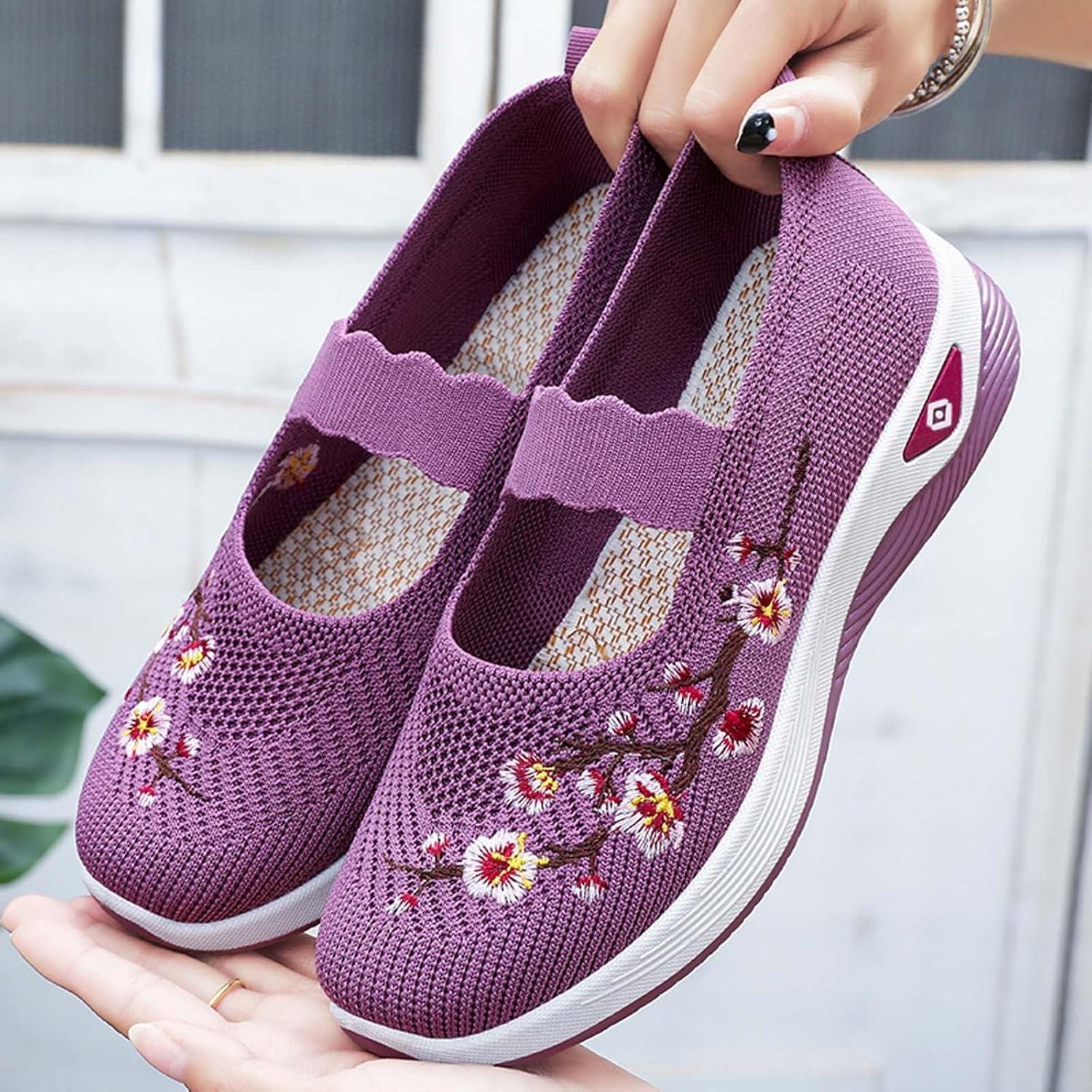 image:imageChaussures sans Lacets Femme Orthopdique Pas Cher Baskets sans Laage Chaussures De Marche Plateforme Orthopdique Lgres Et Confortables Amortissement Accru Et Soulagement des Pieds 202504 Violet