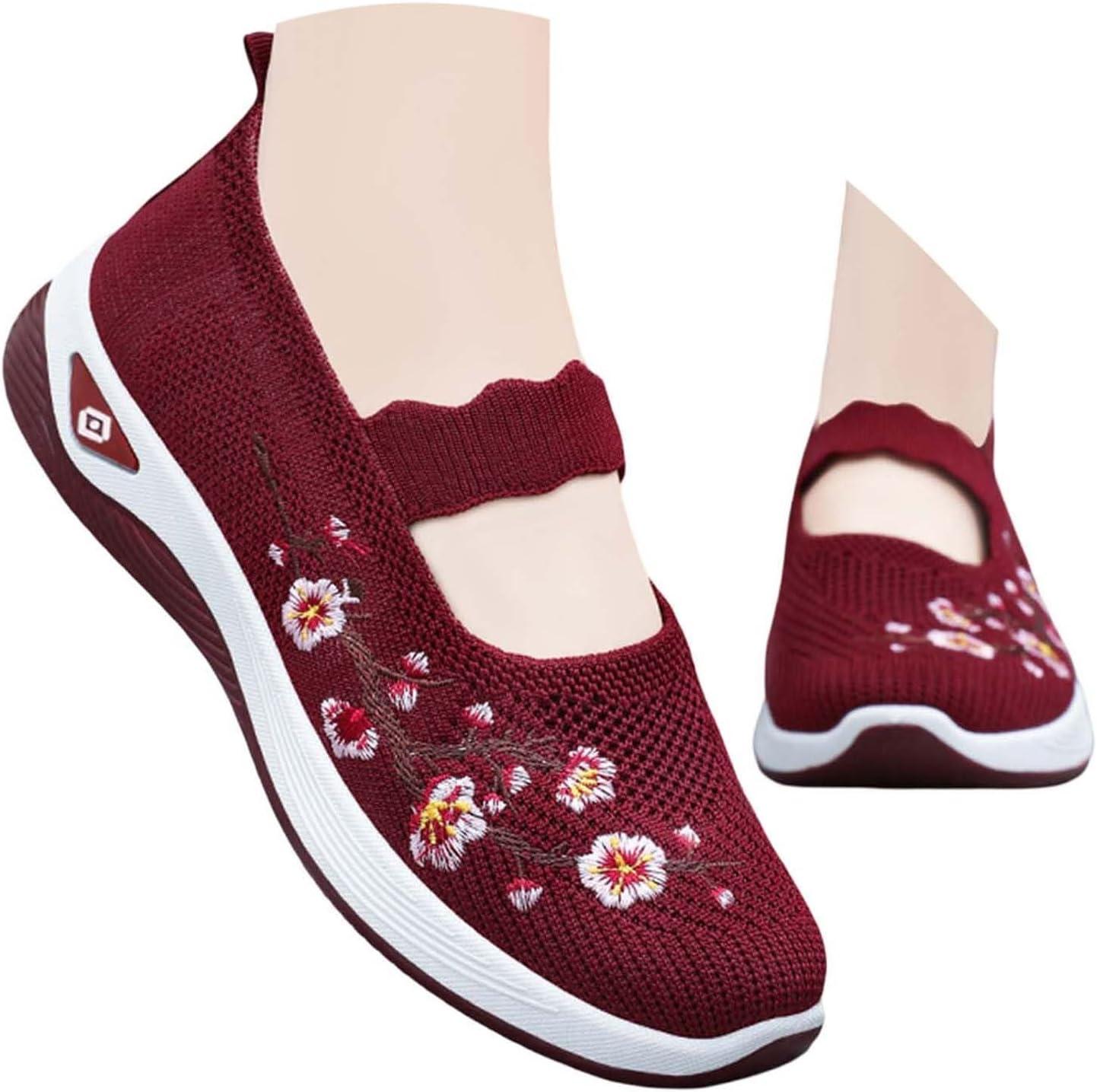 image:imageChaussures sans Lacets Femme Orthopdique Pas Cher Baskets sans Laage Chaussures De Marche Plateforme Orthopdique Lgres Et Confortables Amortissement Accru Et Soulagement des Pieds 202504 Rouge