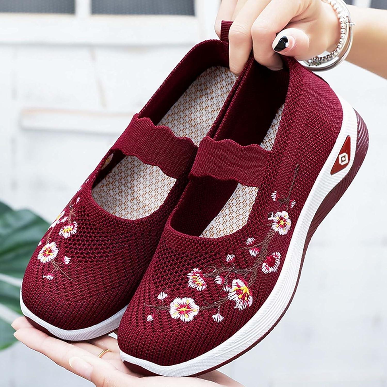 image:imageChaussures sans Lacets Femme Orthopdique Pas Cher Baskets sans Laage Chaussures De Marche Plateforme Orthopdique Lgres Et Confortables Amortissement Accru Et Soulagement des Pieds 202504 Rouge