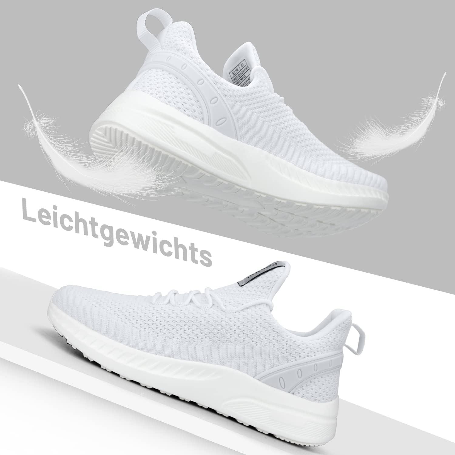 image:imageFeethit Femme Chaussures de Sport Running Air Respirant Chaussures de Course Lgres Basket Fitness Gym Jogging OutdoorBlanc