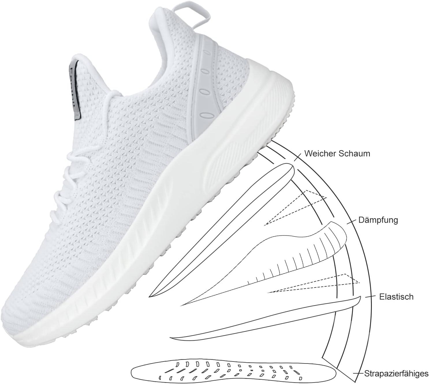 image:imageFeethit Femme Chaussures de Sport Running Air Respirant Chaussures de Course Lgres Basket Fitness Gym Jogging OutdoorBlanc