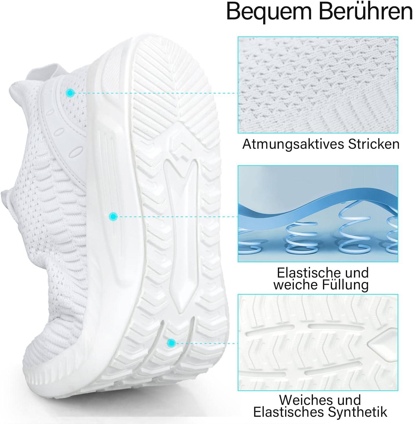 image:imageFeethit Femme Chaussures de Sport Running Air Respirant Chaussures de Course Lgres Basket Fitness Gym Jogging OutdoorBlanc