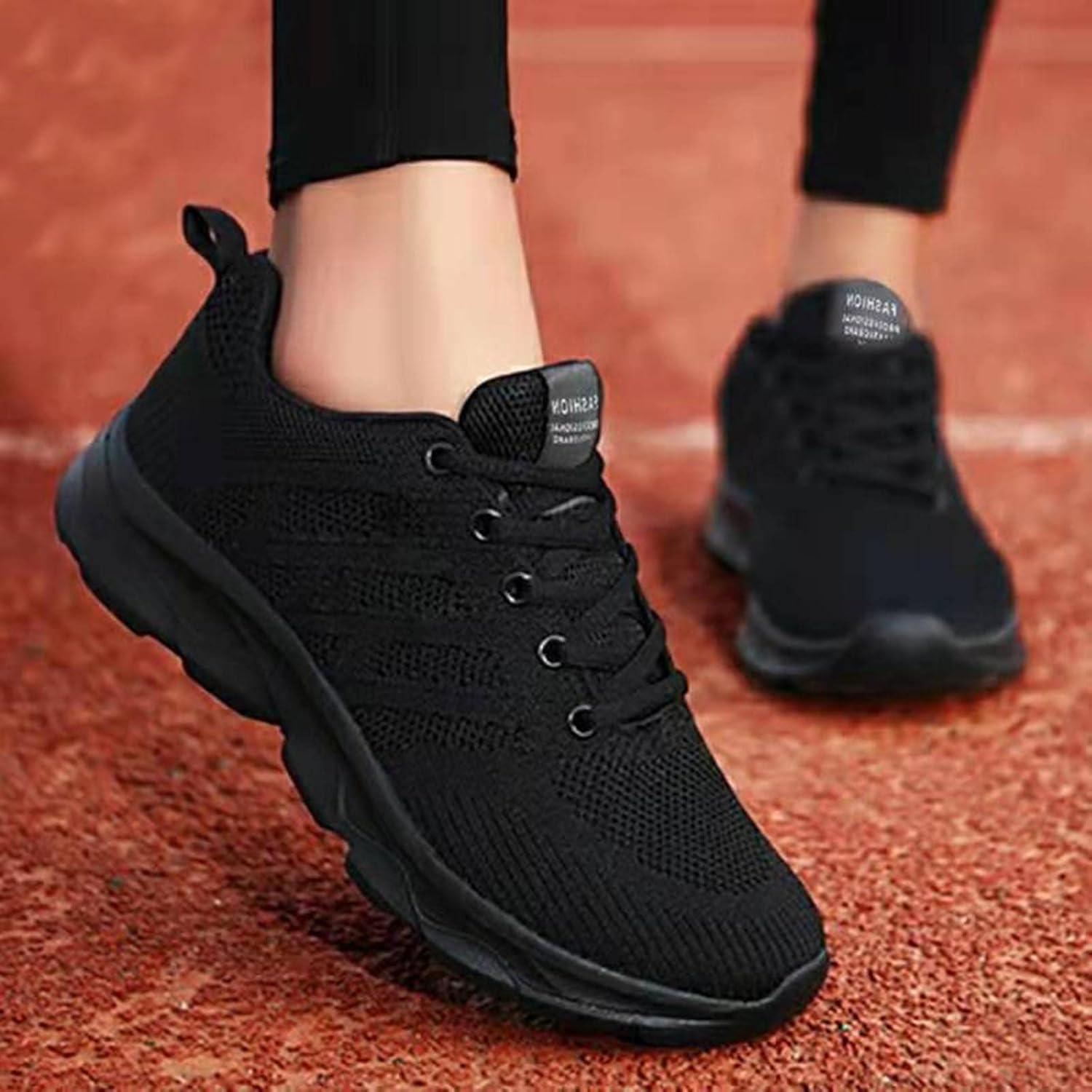 image:imageFemme Chaussures de Running pour Course Sports Fitness Respirant Mesh Gym Outdoor Trail Jogging Walking Tennis Baskets athltique Sneakers pour Femme01 Noir