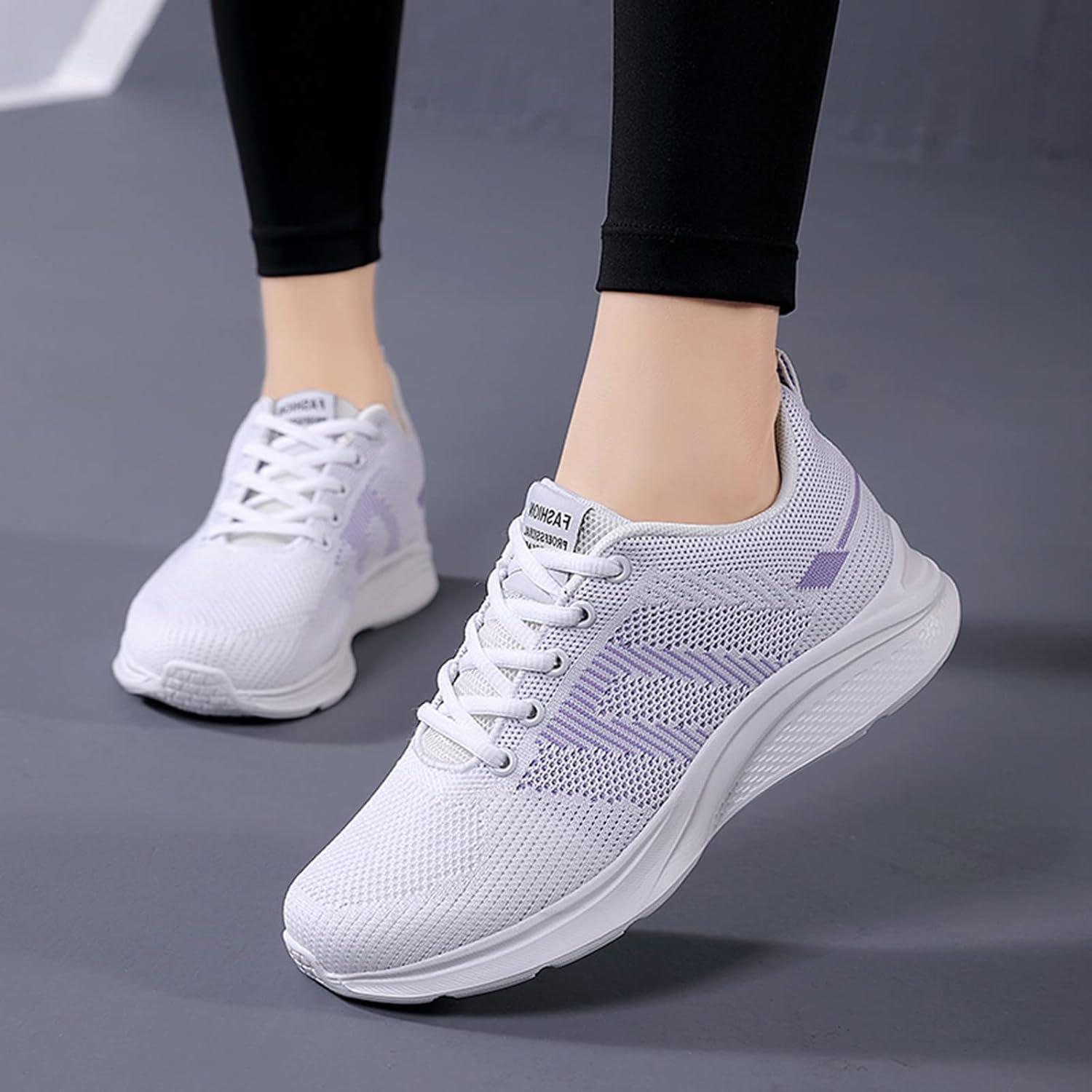 image:imageFemme Chaussures de Running pour Course Sports Fitness Respirant Mesh Gym Outdoor Trail Jogging Walking Tennis Baskets athltique Sneakers pour Femme011 Violet2