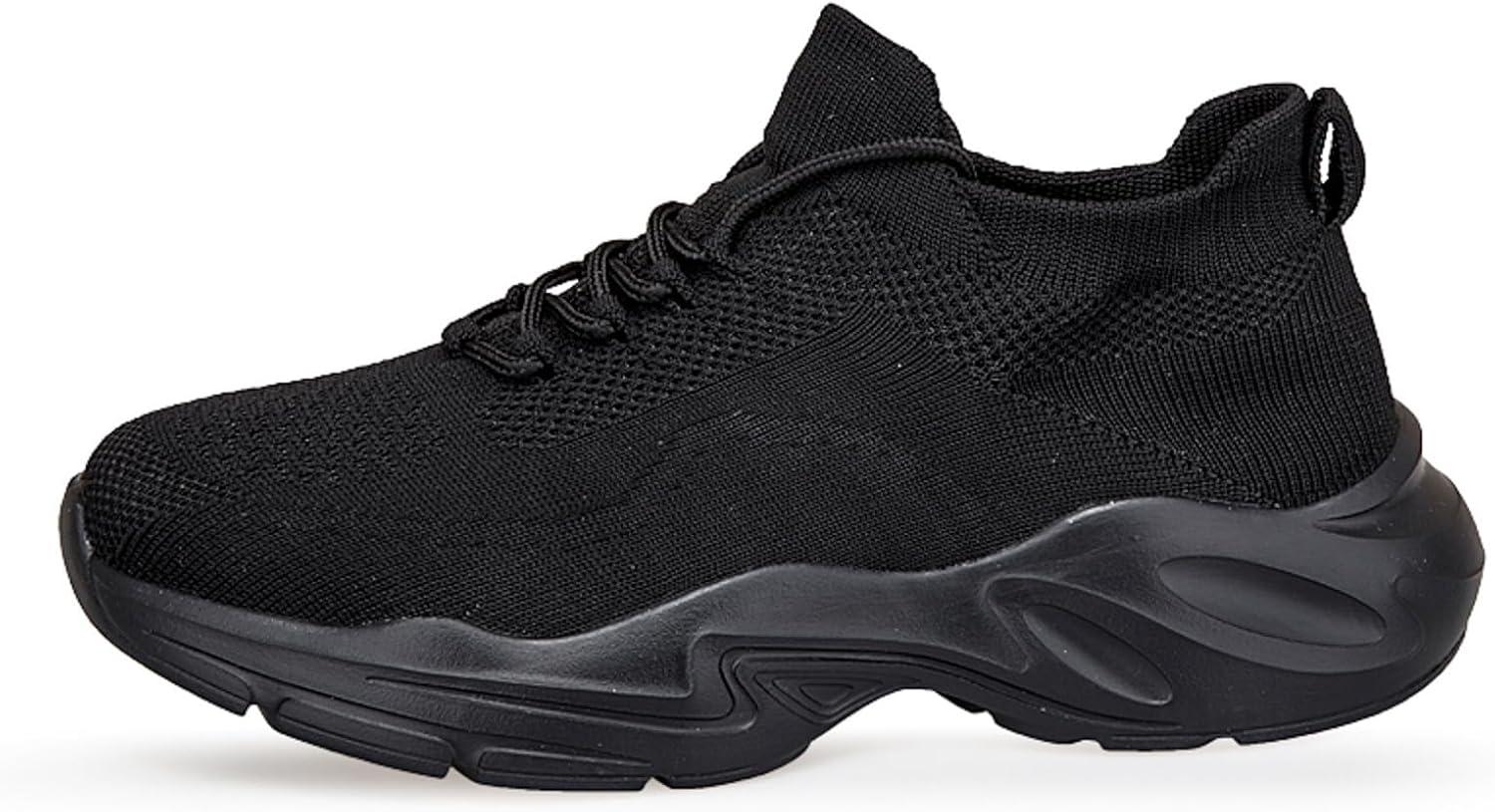 image:imageFemme Chaussures de Running pour Course Sports Fitness Respirant Mesh Gym Outdoor Trail Jogging Walking Tennis Baskets athltique Sneakers pour Femme012 Noir