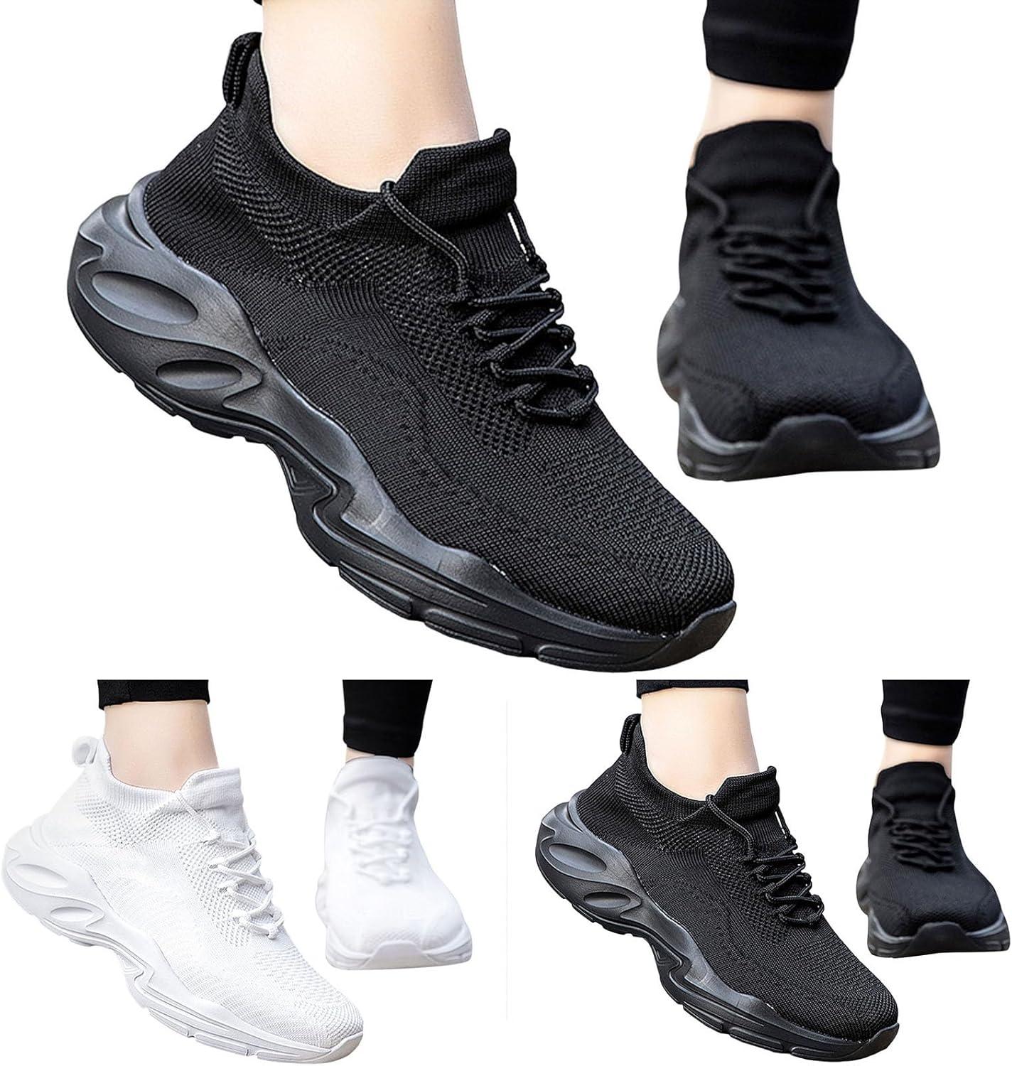image:imageFemme Chaussures de Running pour Course Sports Fitness Respirant Mesh Gym Outdoor Trail Jogging Walking Tennis Baskets athltique Sneakers pour Femme012 Blanc