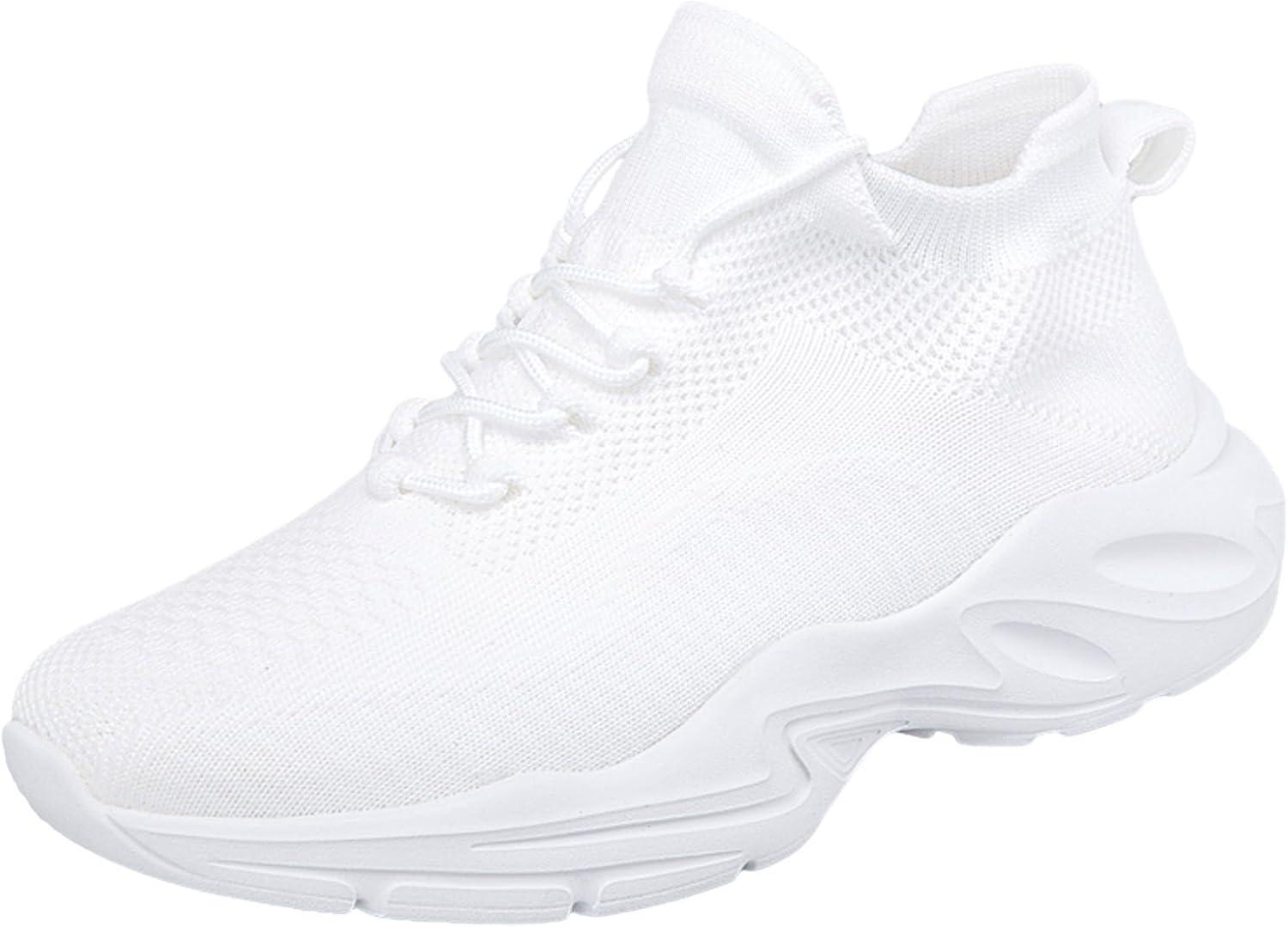 image:imageFemme Chaussures de Running pour Course Sports Fitness Respirant Mesh Gym Outdoor Trail Jogging Walking Tennis Baskets athltique Sneakers pour Femme012 Blanc