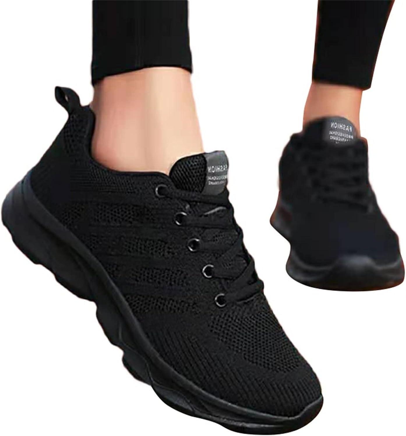 image:imageFemme Chaussures de Running pour Course Sports Fitness Respirant Mesh Gym Outdoor Trail Jogging Walking Tennis Baskets athltique Sneakers pour Femme01 Noir