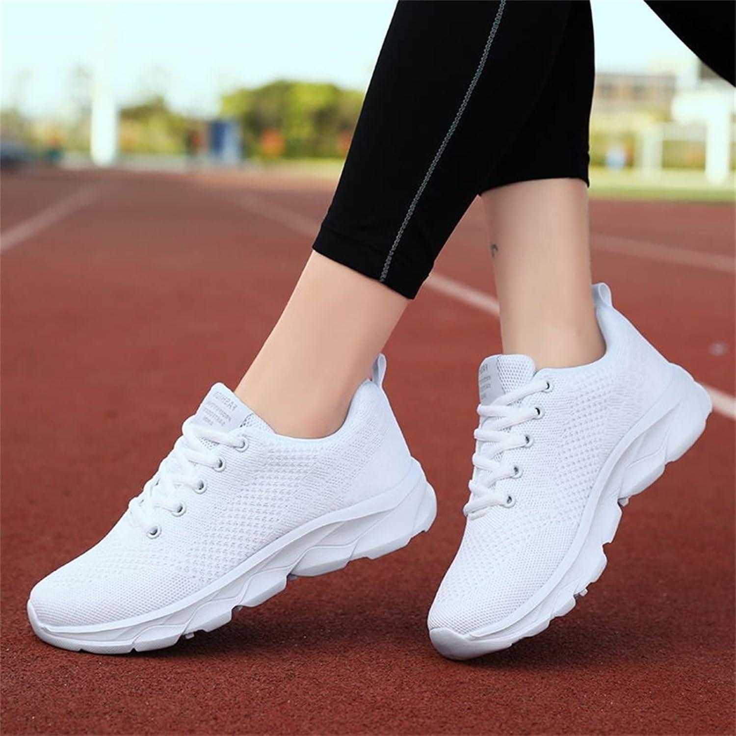 image:imageFemme Chaussures de Running pour Course Sports Fitness Respirant Mesh Gym Outdoor Trail Jogging Walking Tennis Baskets athltique Sneakers pour Femme01 Blanc