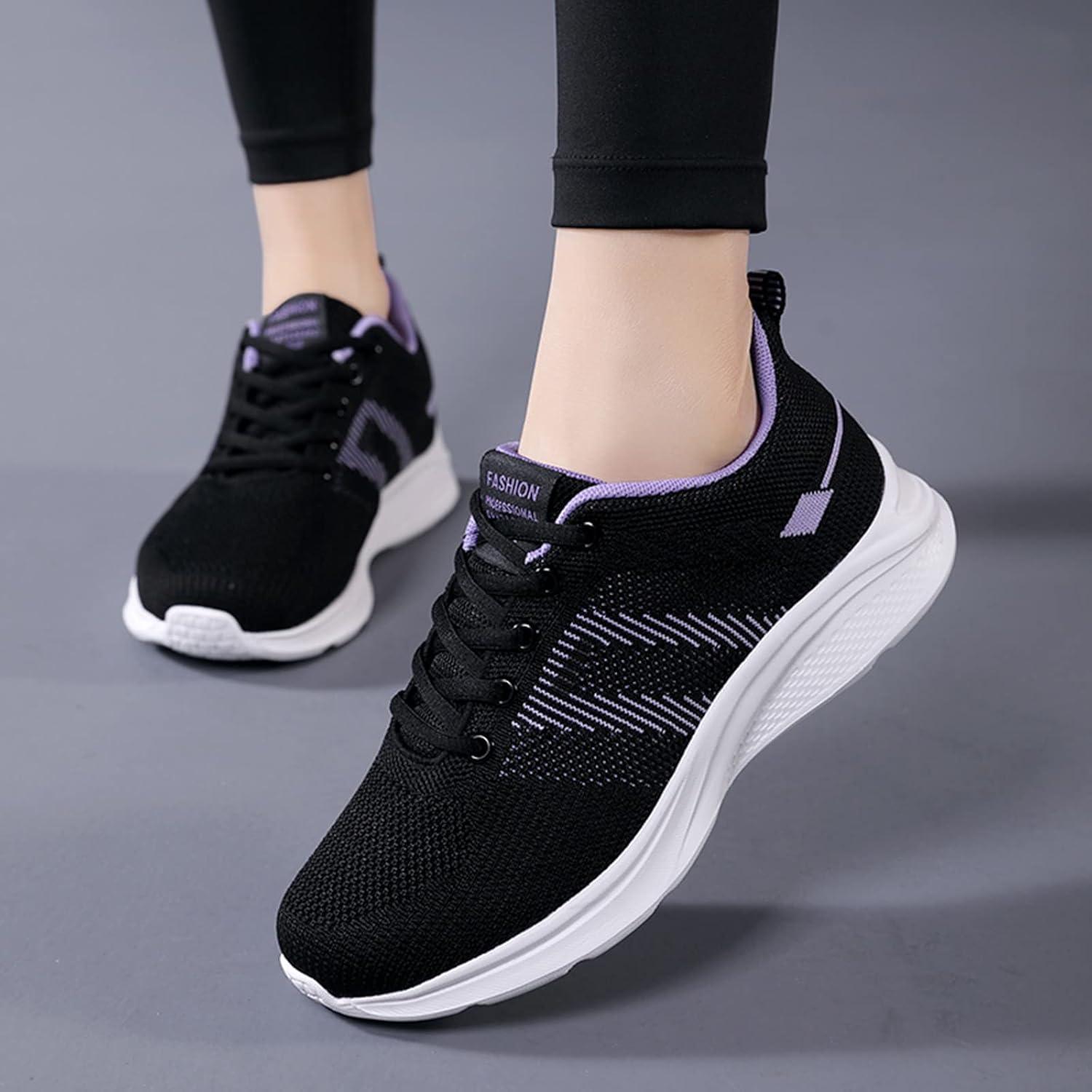 image:imageFemme Chaussures de Running pour Course Sports Fitness Respirant Mesh Gym Outdoor Trail Jogging Walking Tennis Baskets athltique Sneakers pour Femme011 Violet1