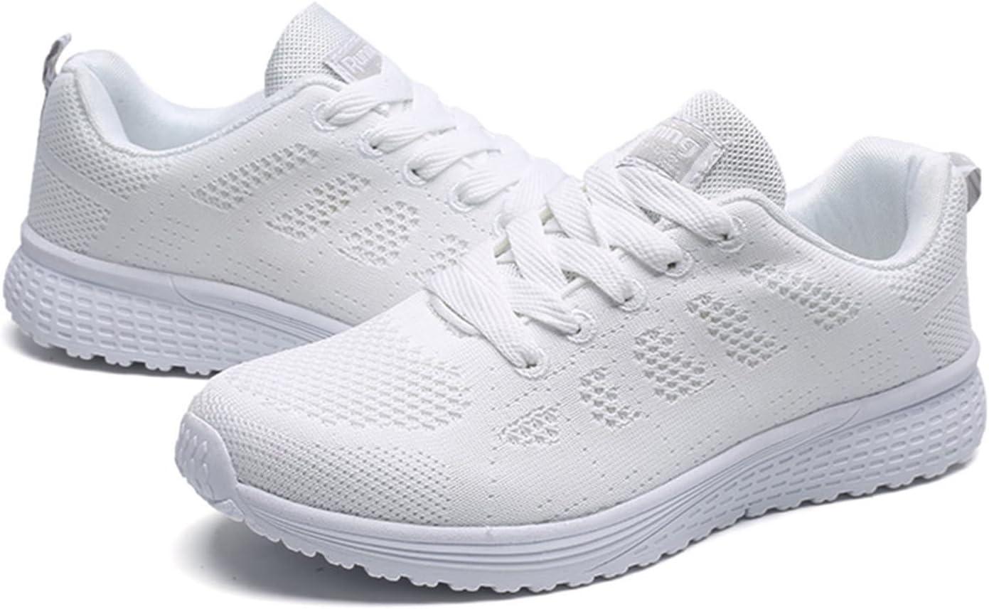 image:imageFemme Chaussures de Running pour Course Sports Fitness Respirant Mesh Gym Outdoor Trail Jogging Walking Tennis Baskets athltique Sneakers pour Femme02 Blanc