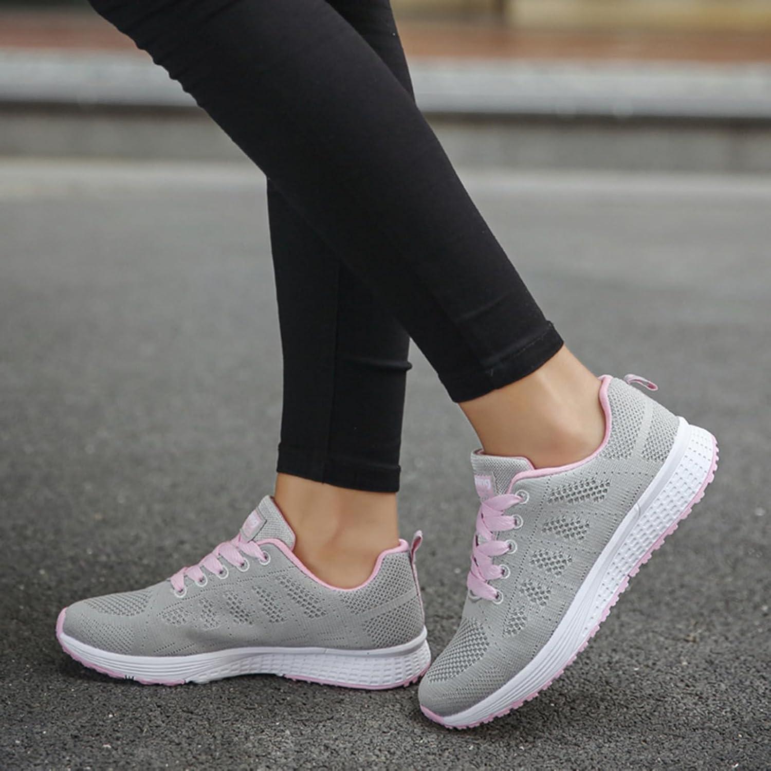 image:imageFemme Chaussures de Running pour Course Sports Fitness Respirant Mesh Gym Outdoor Trail Jogging Walking Tennis Baskets athltique Sneakers pour Femme02 Rose
