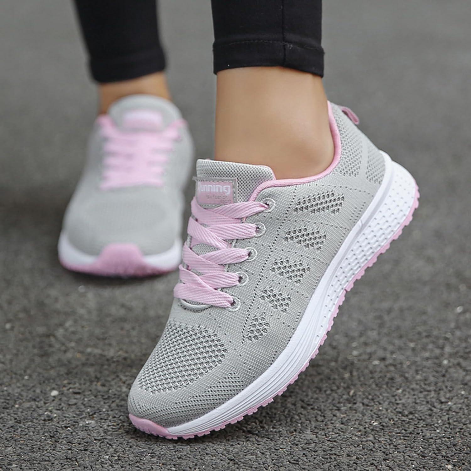 image:imageFemme Chaussures de Running pour Course Sports Fitness Respirant Mesh Gym Outdoor Trail Jogging Walking Tennis Baskets athltique Sneakers pour Femme02 Rose