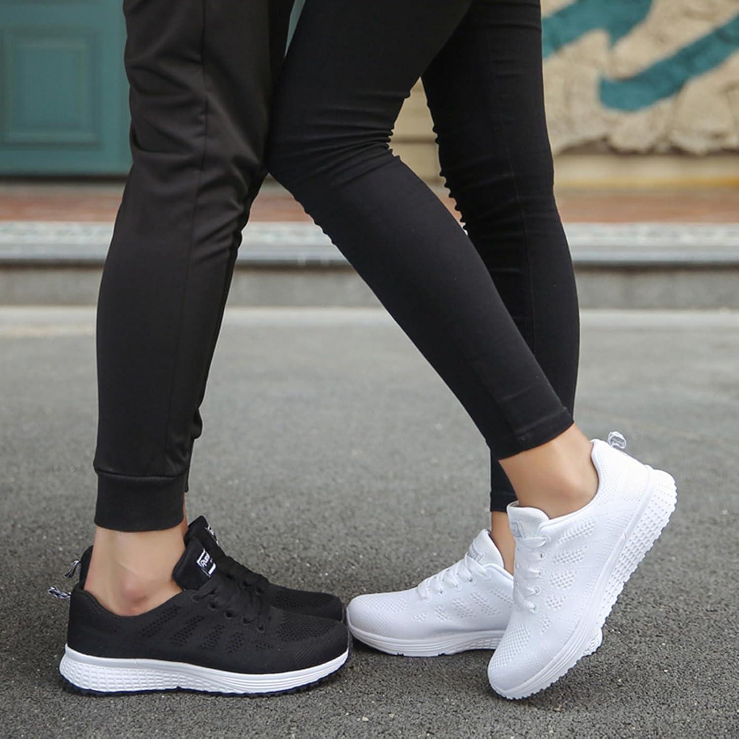 image:imageFemme Chaussures de Running pour Course Sports Fitness Respirant Mesh Gym Outdoor Trail Jogging Walking Tennis Baskets athltique Sneakers pour Femme02 Blanc