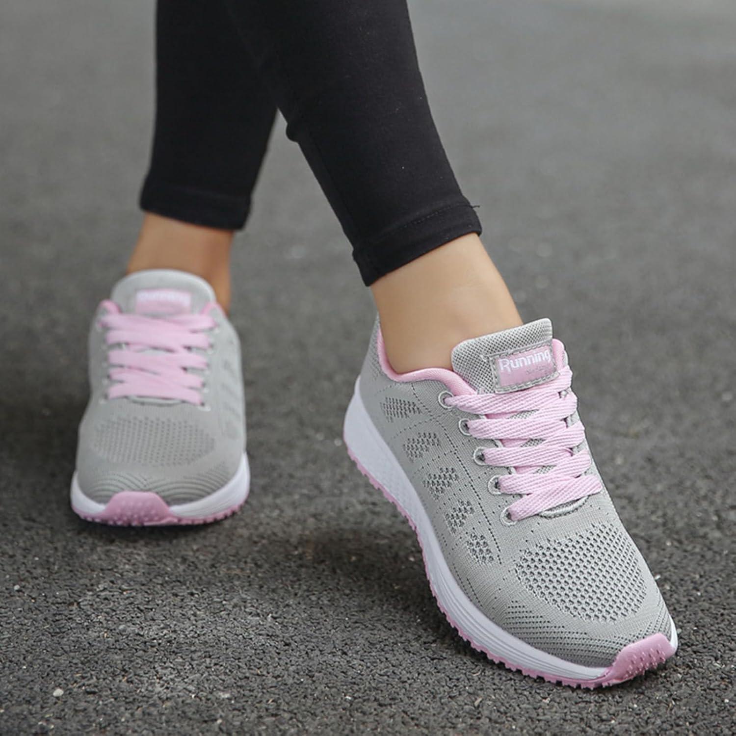 image:imageFemme Chaussures de Running pour Course Sports Fitness Respirant Mesh Gym Outdoor Trail Jogging Walking Tennis Baskets athltique Sneakers pour Femme02 Rose