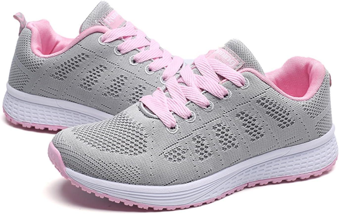 image:imageFemme Chaussures de Running pour Course Sports Fitness Respirant Mesh Gym Outdoor Trail Jogging Walking Tennis Baskets athltique Sneakers pour Femme02 Rose