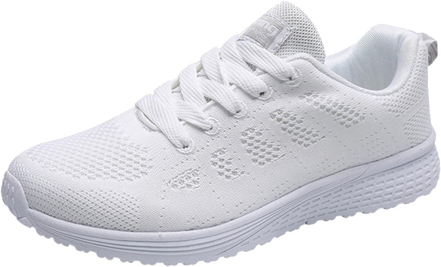 image:imageFemme Chaussures de Running pour Course Sports Fitness Respirant Mesh Gym Outdoor Trail Jogging Walking Tennis Baskets athltique Sneakers pour Femme02 Blanc