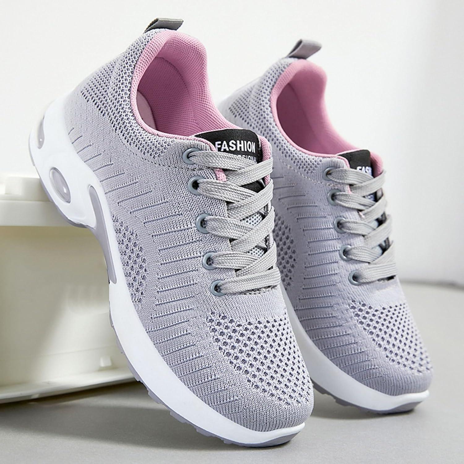 image:imageFemme Chaussures de Running pour Course Sports Fitness Respirant Mesh Gym Outdoor Trail Jogging Walking Tennis Baskets athltique Sneakers pour Femme03 Gris