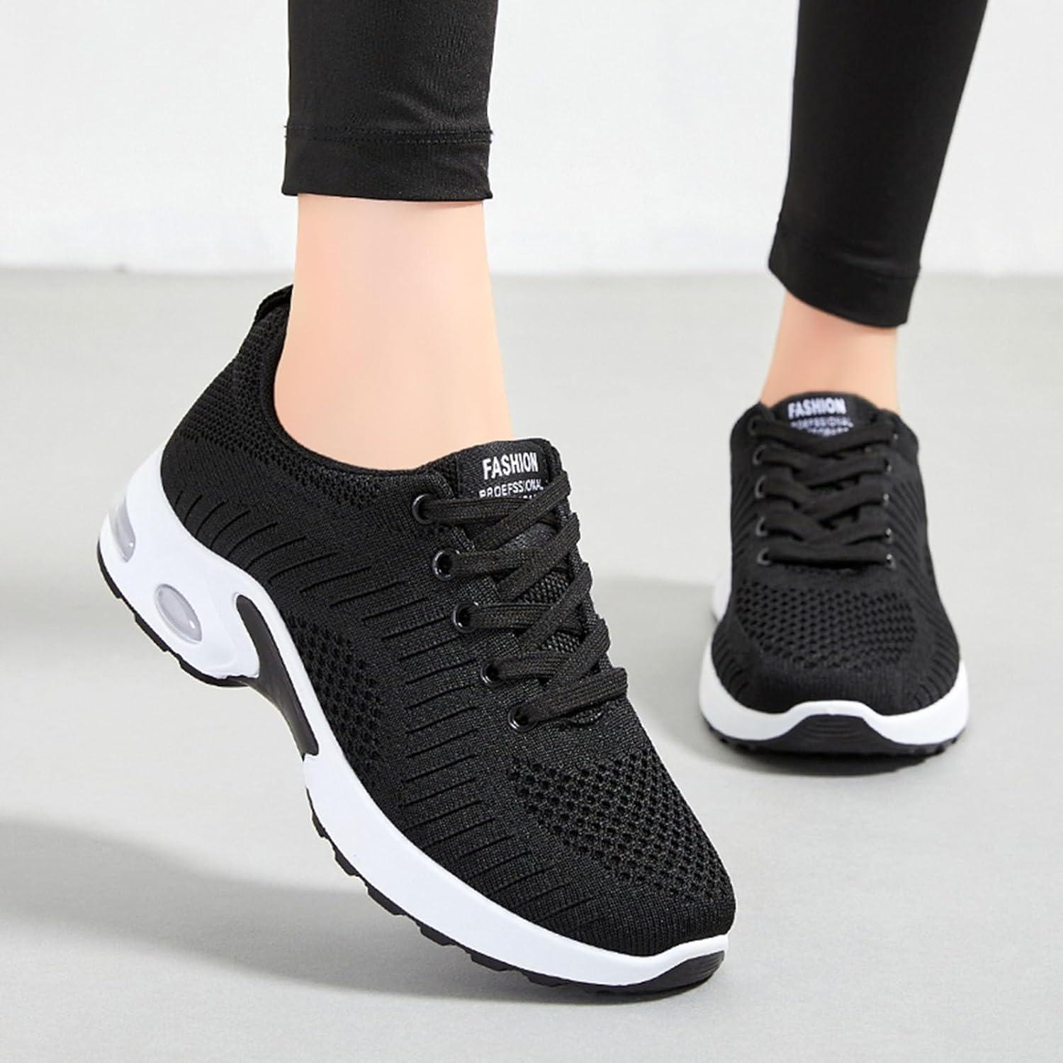 image:imageFemme Chaussures de Running pour Course Sports Fitness Respirant Mesh Gym Outdoor Trail Jogging Walking Tennis Baskets athltique Sneakers pour Femme03 Noir