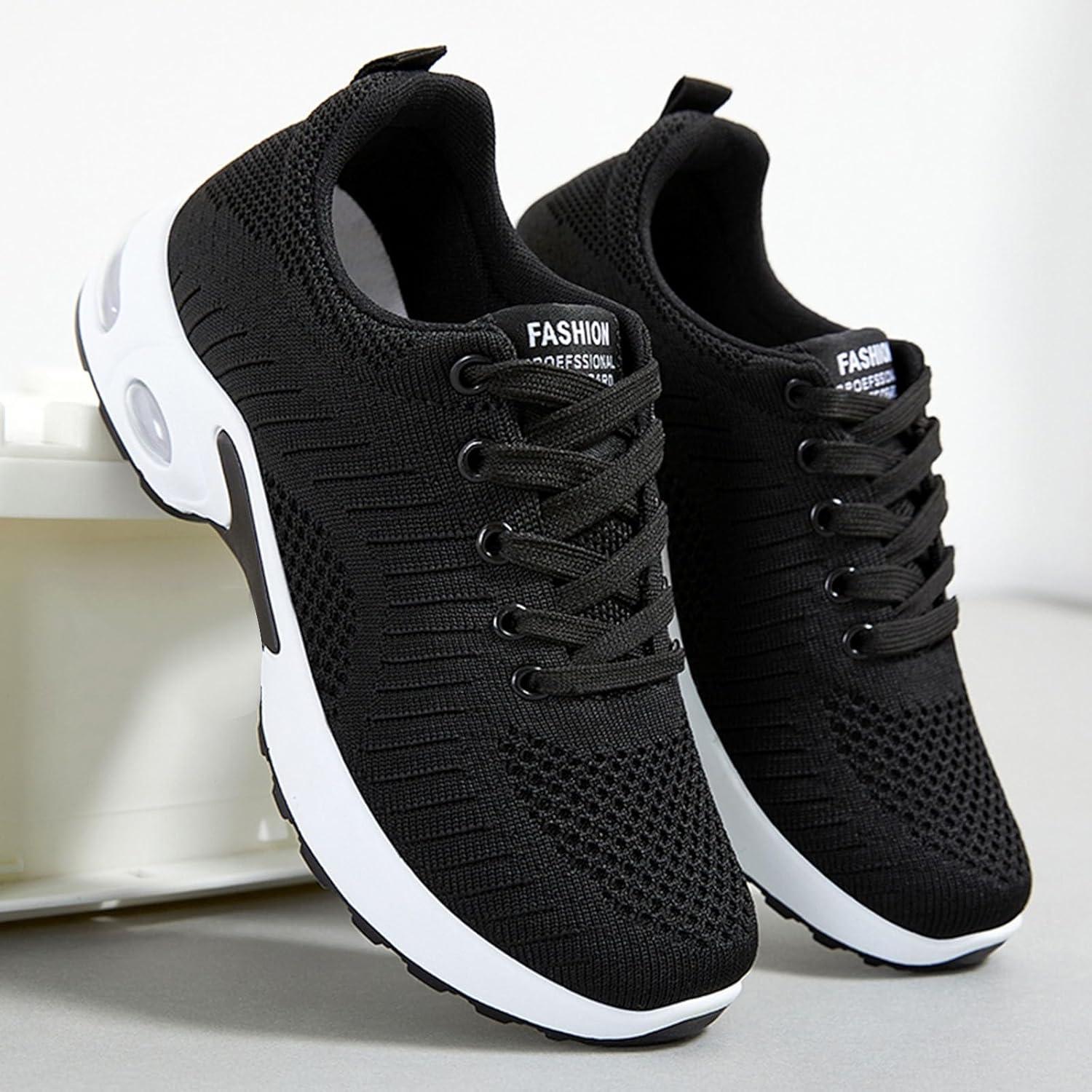 image:imageFemme Chaussures de Running pour Course Sports Fitness Respirant Mesh Gym Outdoor Trail Jogging Walking Tennis Baskets athltique Sneakers pour Femme03 Noir