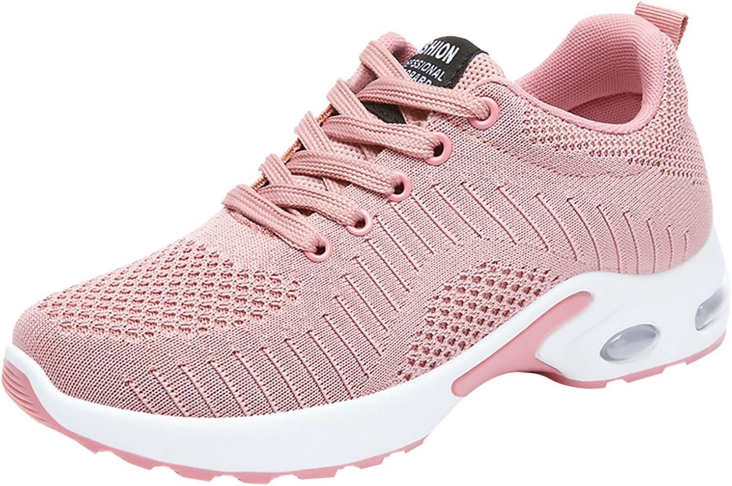 image:imageFemme Chaussures de Running pour Course Sports Fitness Respirant Mesh Gym Outdoor Trail Jogging Walking Tennis Baskets athltique Sneakers pour Femme03 Rose