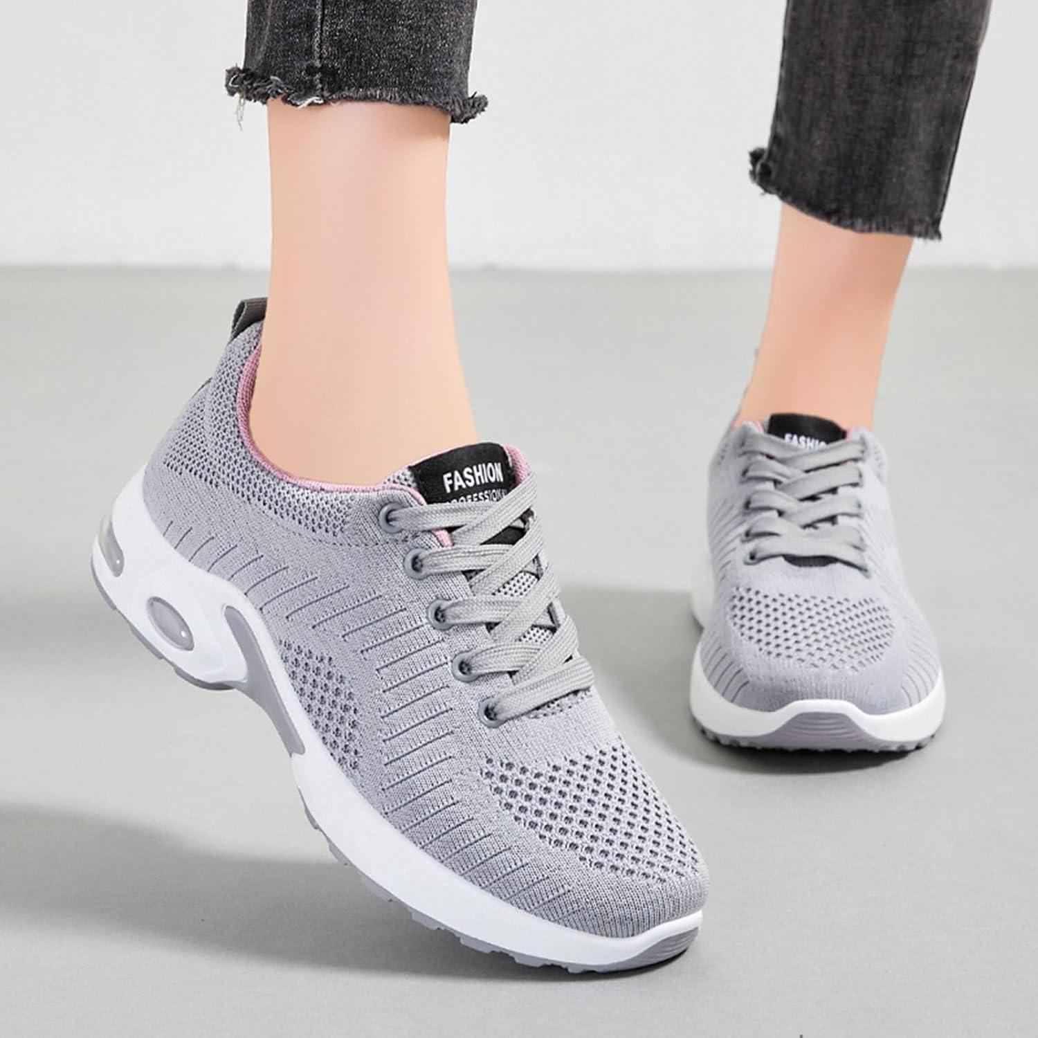 image:imageFemme Chaussures de Running pour Course Sports Fitness Respirant Mesh Gym Outdoor Trail Jogging Walking Tennis Baskets athltique Sneakers pour Femme03 Gris