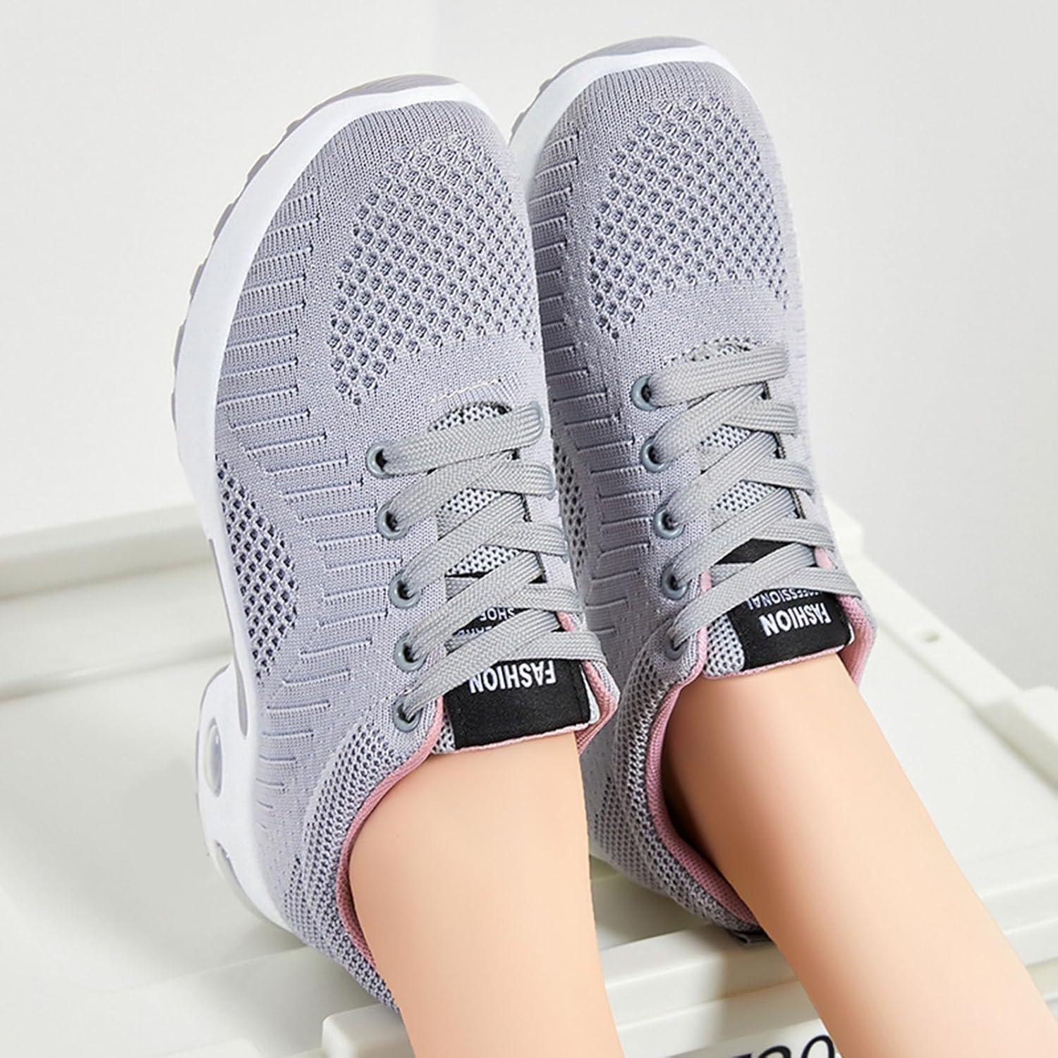 image:imageFemme Chaussures de Running pour Course Sports Fitness Respirant Mesh Gym Outdoor Trail Jogging Walking Tennis Baskets athltique Sneakers pour Femme03 Gris