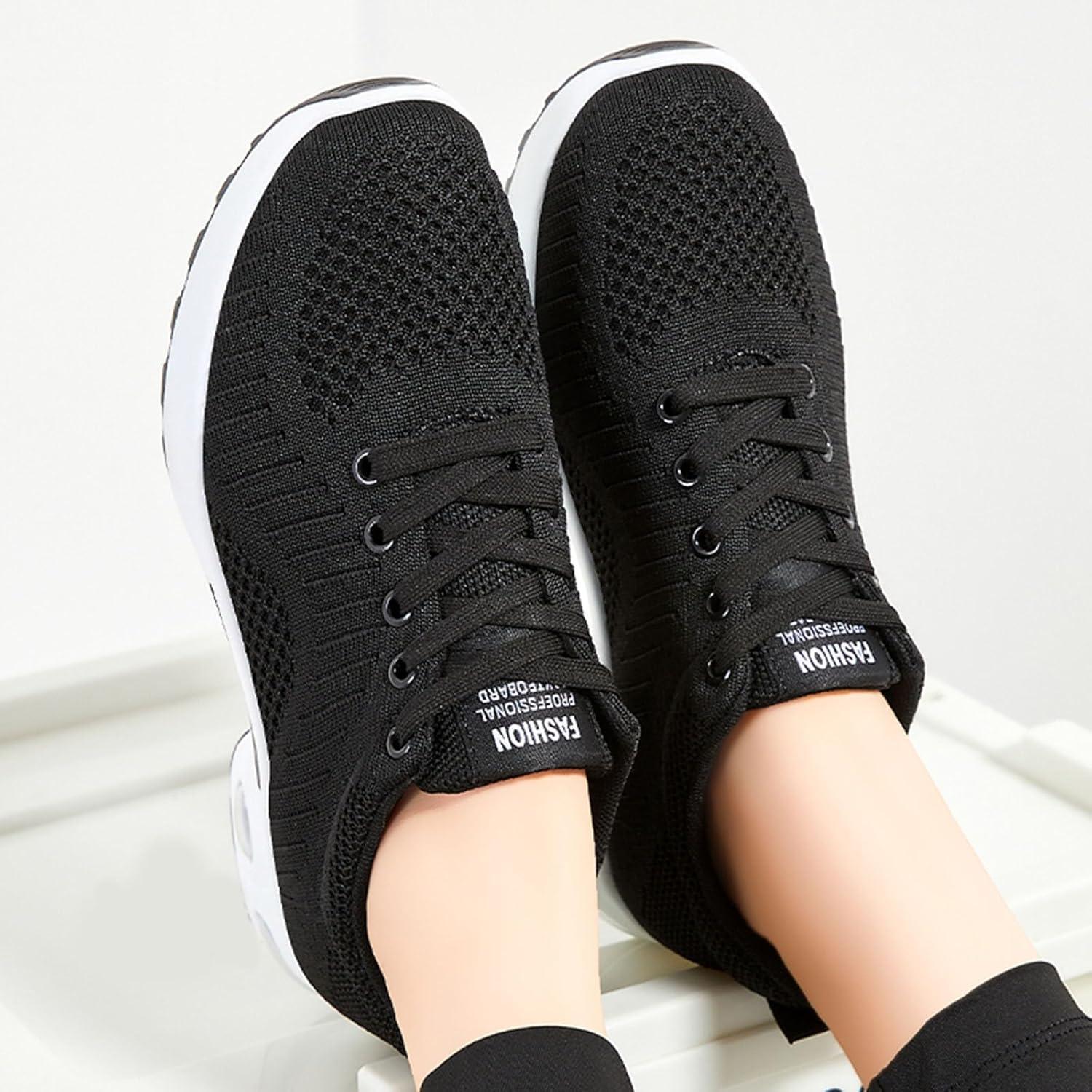 image:imageFemme Chaussures de Running pour Course Sports Fitness Respirant Mesh Gym Outdoor Trail Jogging Walking Tennis Baskets athltique Sneakers pour Femme03 Noir