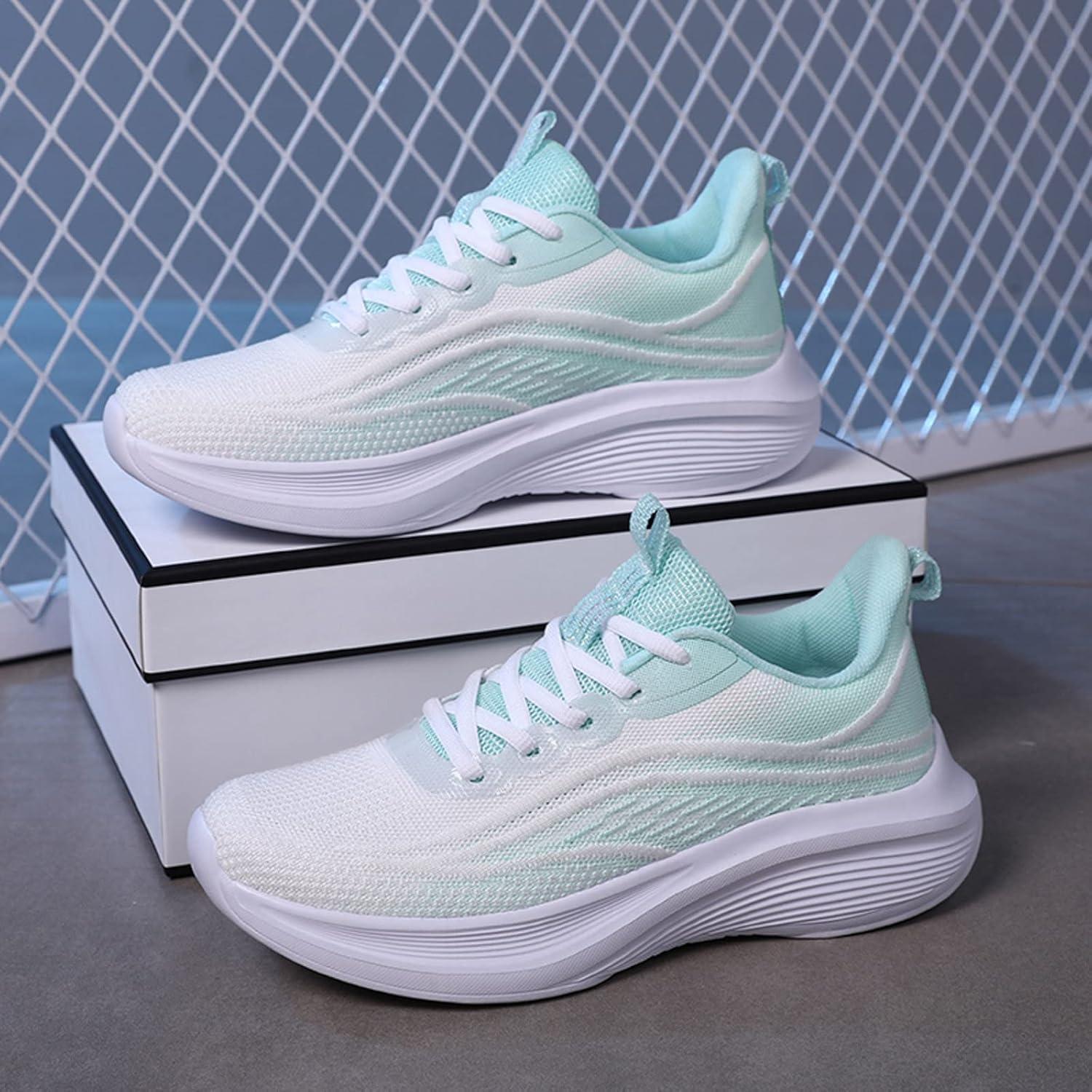 image:imageFemme Chaussures de Running pour Course Sports Fitness Respirant Mesh Gym Outdoor Trail Jogging Walking Tennis Baskets athltique Sneakers pour Femme04 Vert