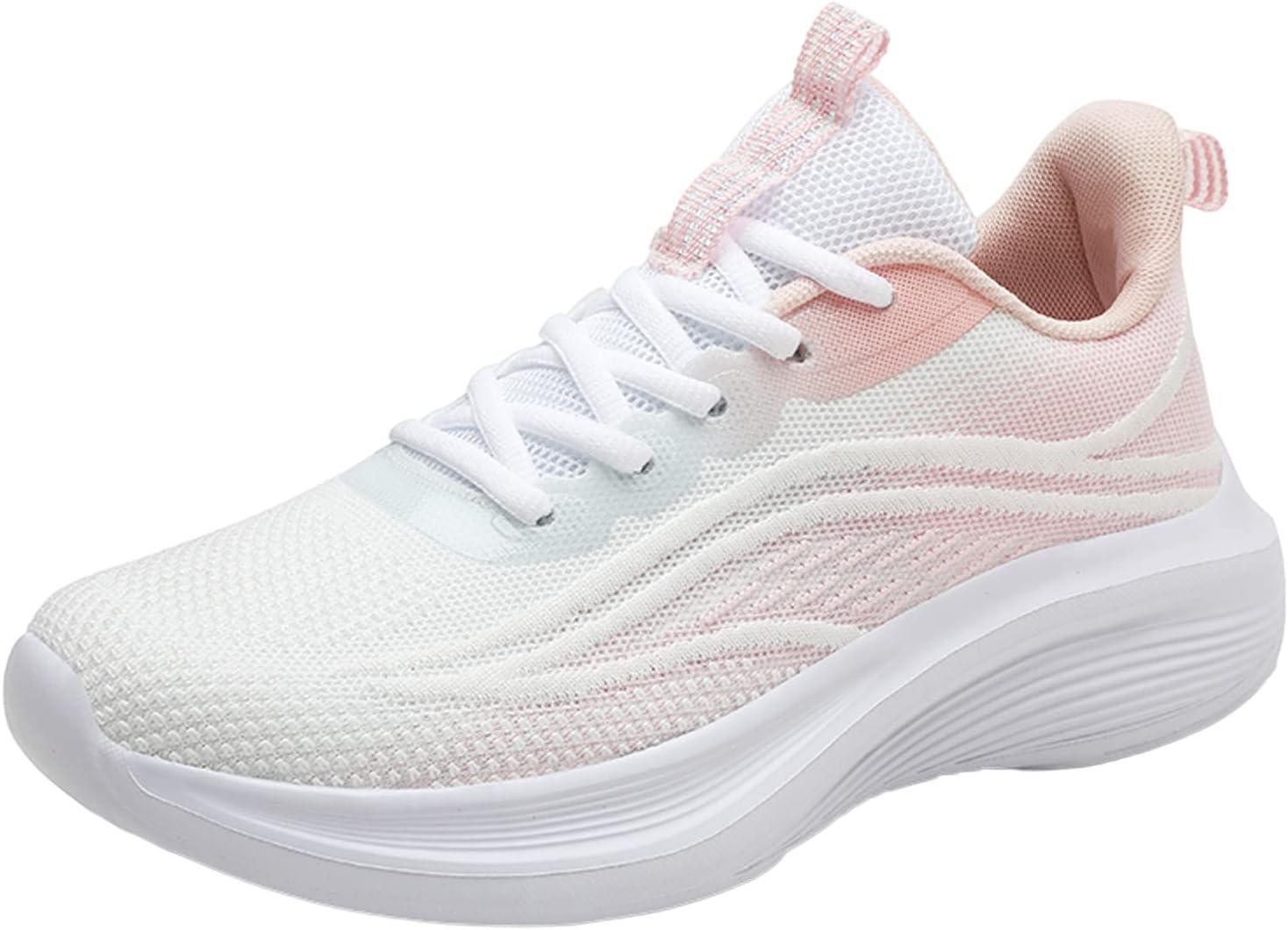 image:imageFemme Chaussures de Running pour Course Sports Fitness Respirant Mesh Gym Outdoor Trail Jogging Walking Tennis Baskets athltique Sneakers pour Femme04 Rose