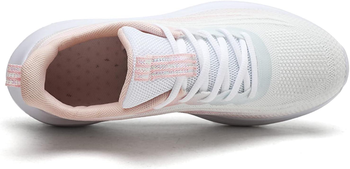 image:imageFemme Chaussures de Running pour Course Sports Fitness Respirant Mesh Gym Outdoor Trail Jogging Walking Tennis Baskets athltique Sneakers pour Femme04 Rose