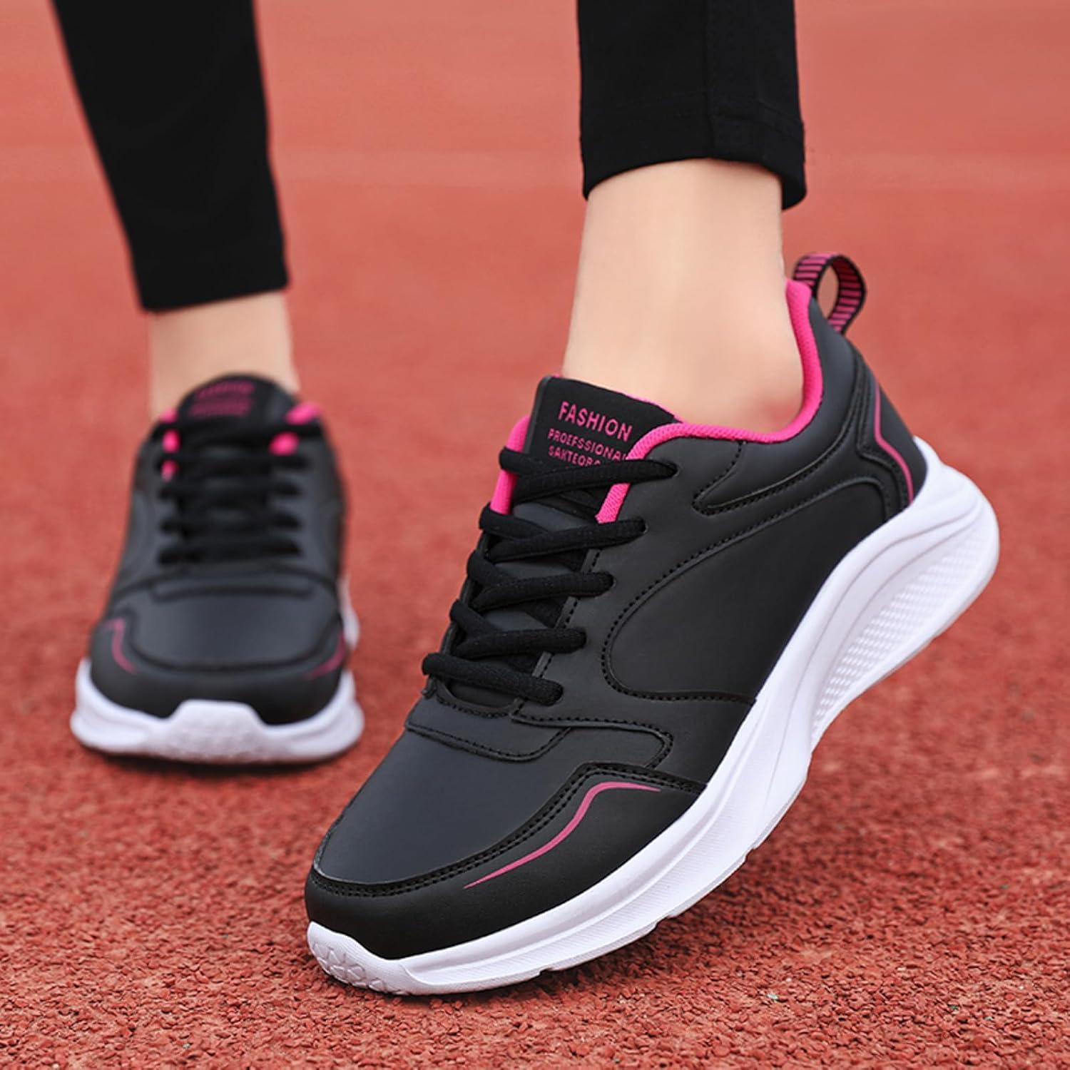 image:imageFemme Chaussures de Running pour Course Sports Fitness Respirant Mesh Gym Outdoor Trail Jogging Walking Tennis Baskets athltique Sneakers pour Femme05 Rose Vif