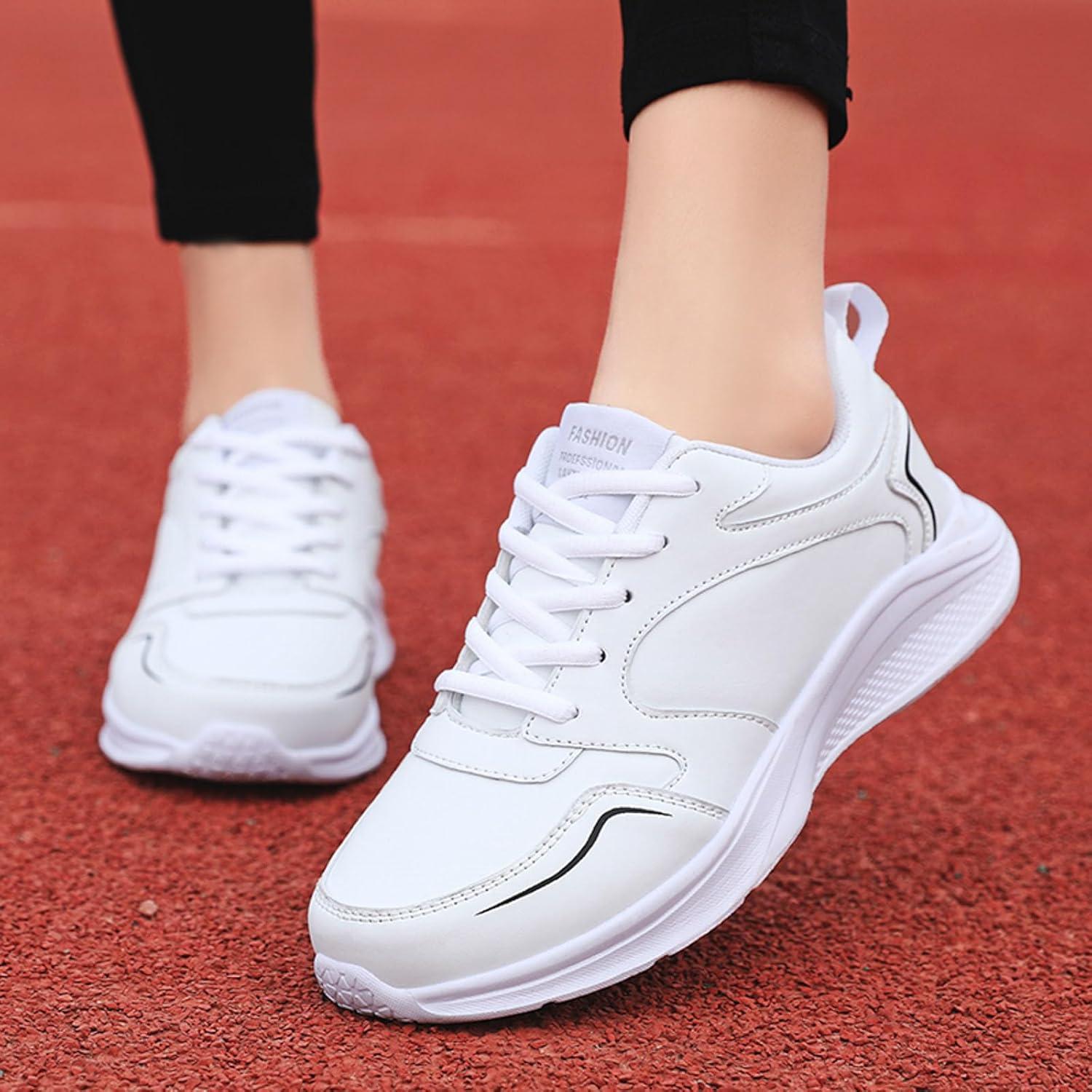 image:imageFemme Chaussures de Running pour Course Sports Fitness Respirant Mesh Gym Outdoor Trail Jogging Walking Tennis Baskets athltique Sneakers pour Femme05 Blanc