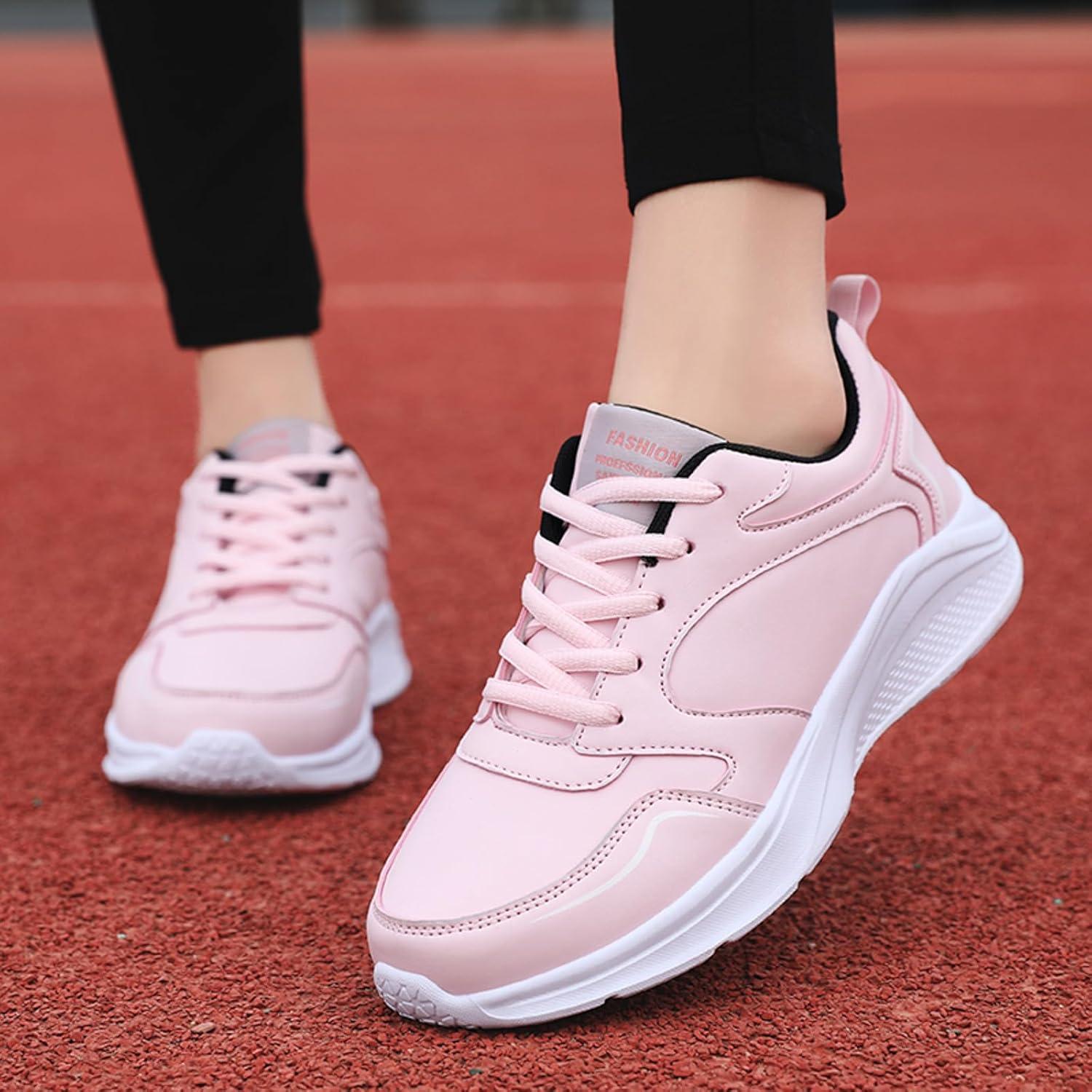 image:imageFemme Chaussures de Running pour Course Sports Fitness Respirant Mesh Gym Outdoor Trail Jogging Walking Tennis Baskets athltique Sneakers pour Femme05 Rose