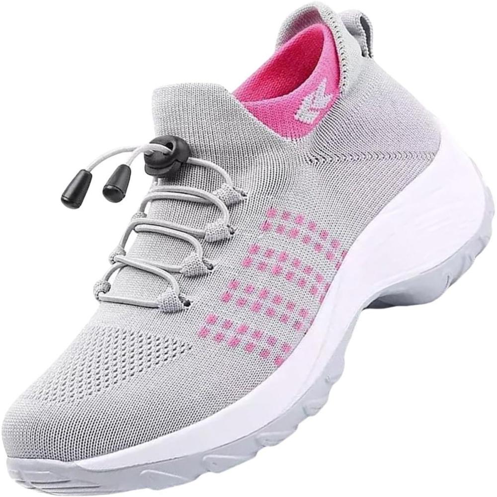 image:imageBasket Orthopdique De Marche Confort Souple Femme Chaussures De Travail Respirante Lgres Chaussure De Course Sneaker Mode Chaussures De Running Basket Compensee Gym Fitness Jogging SneakersZ4 Grey