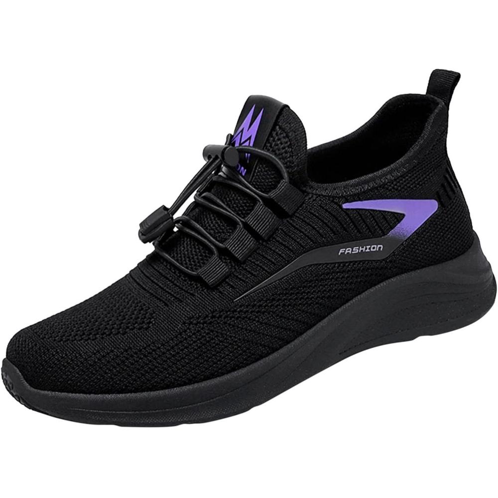 image:imageBasket Orthopdique De Marche Confort Souple Femme Chaussures De Travail Respirante Lgres Chaussure De Course Sneaker Mode Chaussures De Running Basket Compensee Gym Fitness Jogging SneakersZ 2black