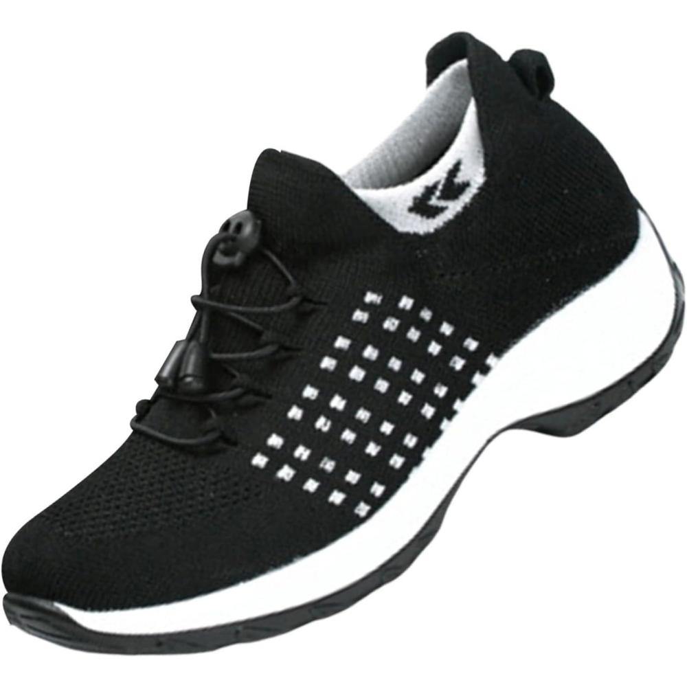 image:imageBasket Orthopdique De Marche Confort Souple Femme Chaussures De Travail Respirante Lgres Chaussure De Course Sneaker Mode Chaussures De Running Basket Compensee Gym Fitness Jogging SneakersZ4 Black