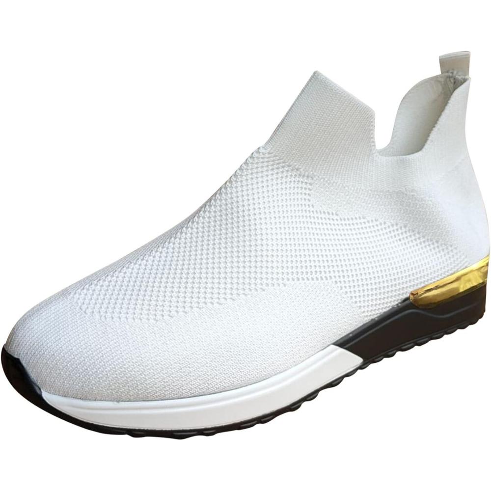 image:imageBasket Orthopdique De Marche Confort Souple Femme Chaussures De Travail Respirante Lgres Chaussure De Course Sneaker Mode Chaussures De Running Basket Compensee Gym Fitness Jogging SneakersX White