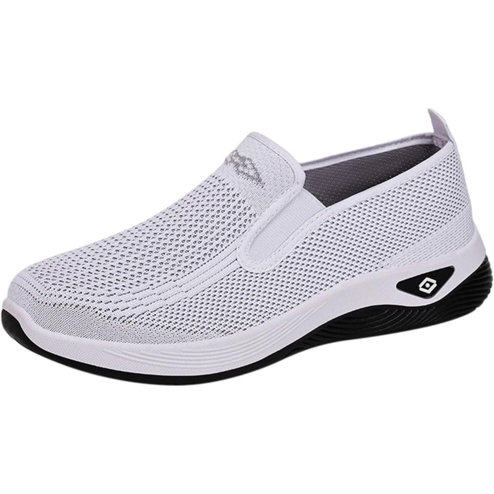 image:imageChaussures dcontractes pour Femmes Printemps t et Automne en Respirante Simples lgres et Confortables Semelle Souple Enfiler pour mres Noires FemmesBlanc