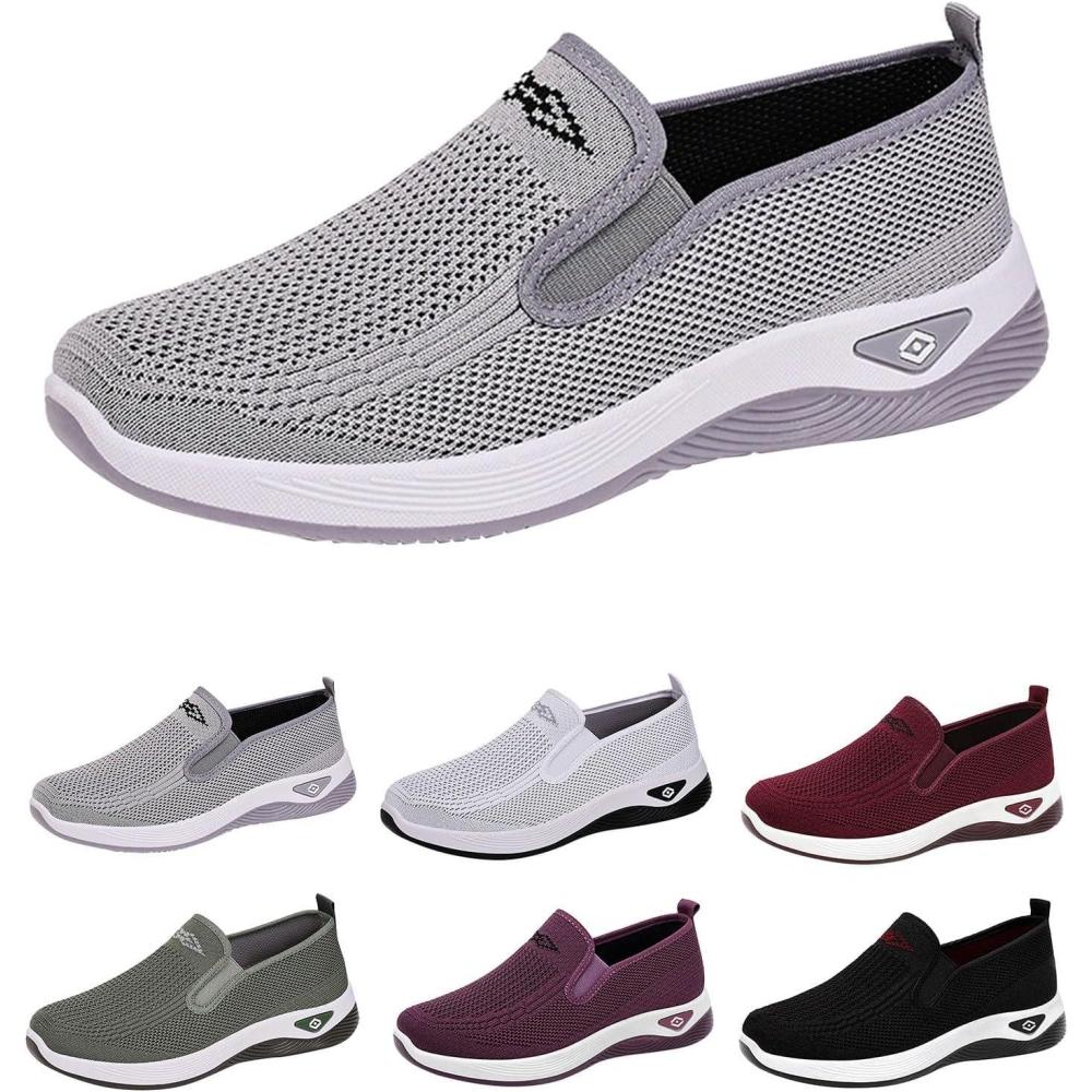 image:imageChaussures dcontractes pour Femmes Printemps t et Automne en Respirante Simples lgres et Confortables Semelle Souple Enfiler pour mres Noires FemmesGris