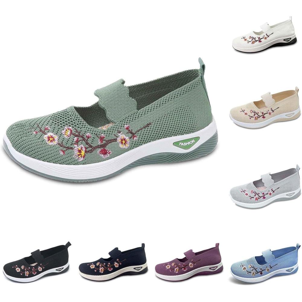 image:imageChaussures sans Lacets Femme Orthopdique Pas Cher Baskets sans Laage Chaussures De Marche Plateforme Orthopdique Lgres Et Confortables Amortissement Accru Et Soulagement des Pieds 202501 Vert